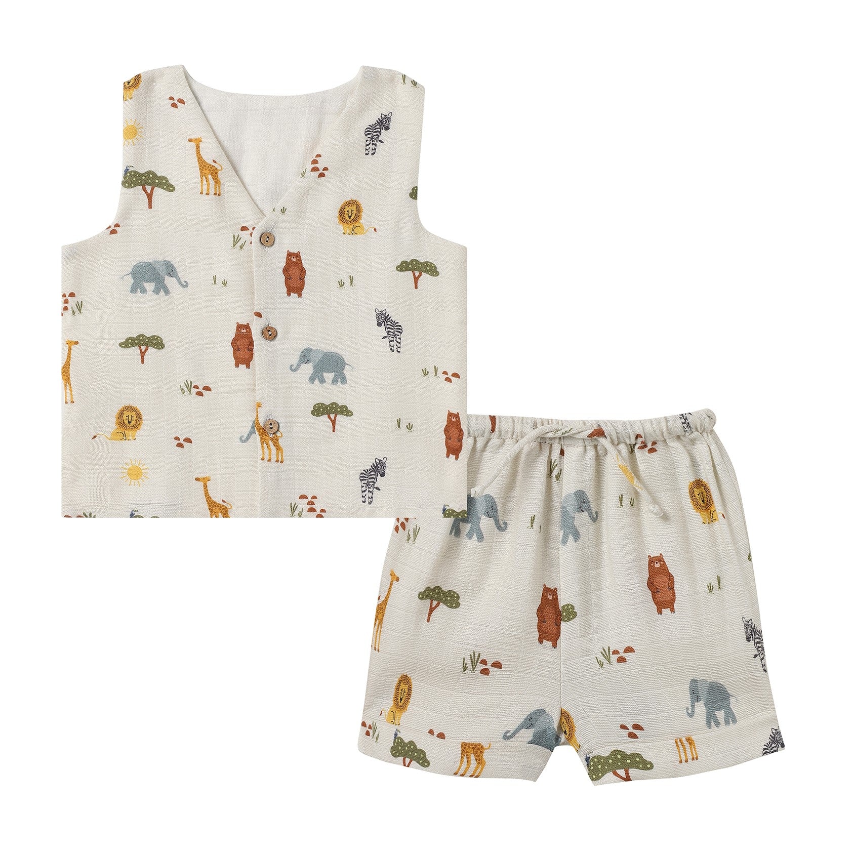 Organic Muslin Vest & Shorts Set (Set of 2)