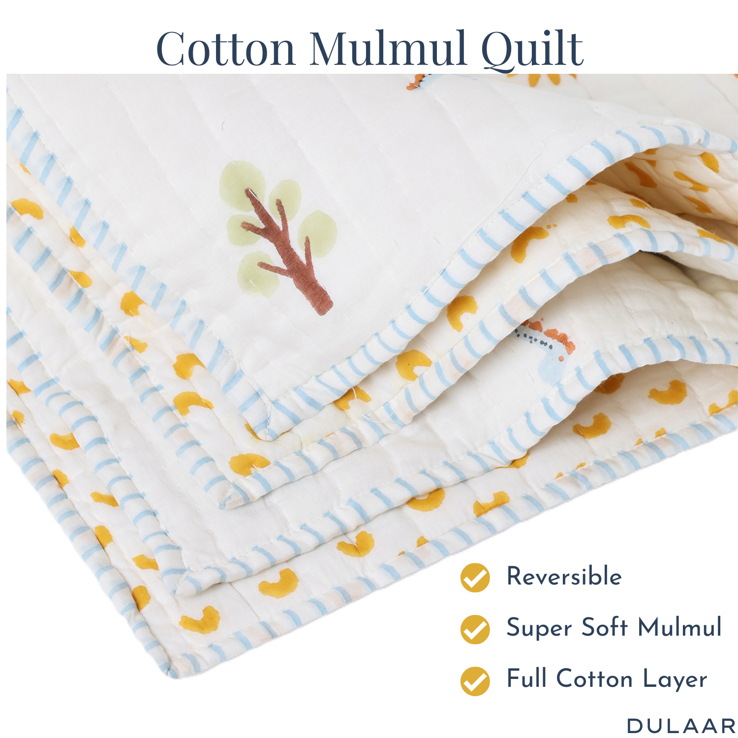 Reversible Mulmul Quilt | Hand-Block Printed
