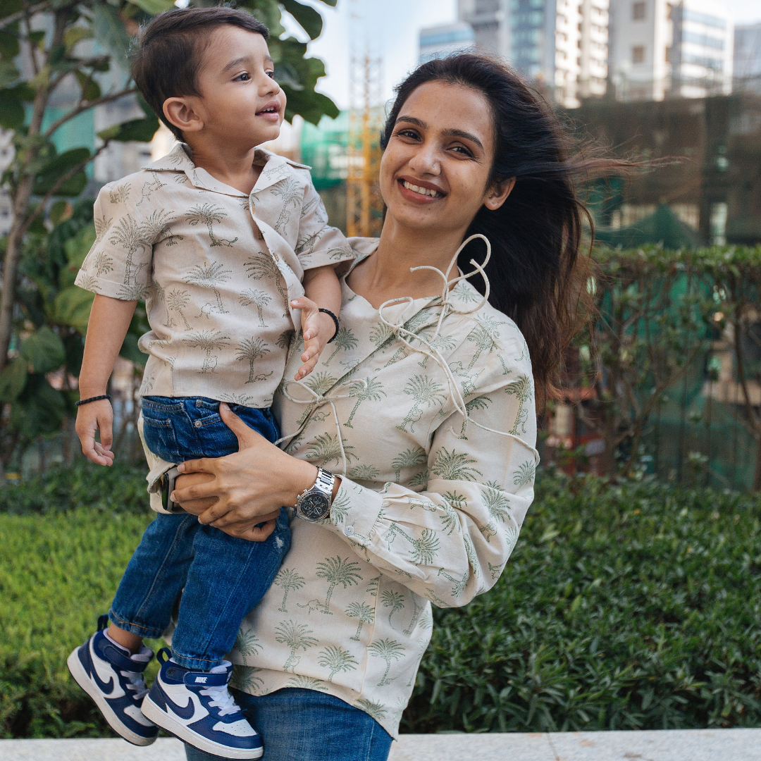 Cotton Linen Top | Hand-Block Printed | Twinning for Mom