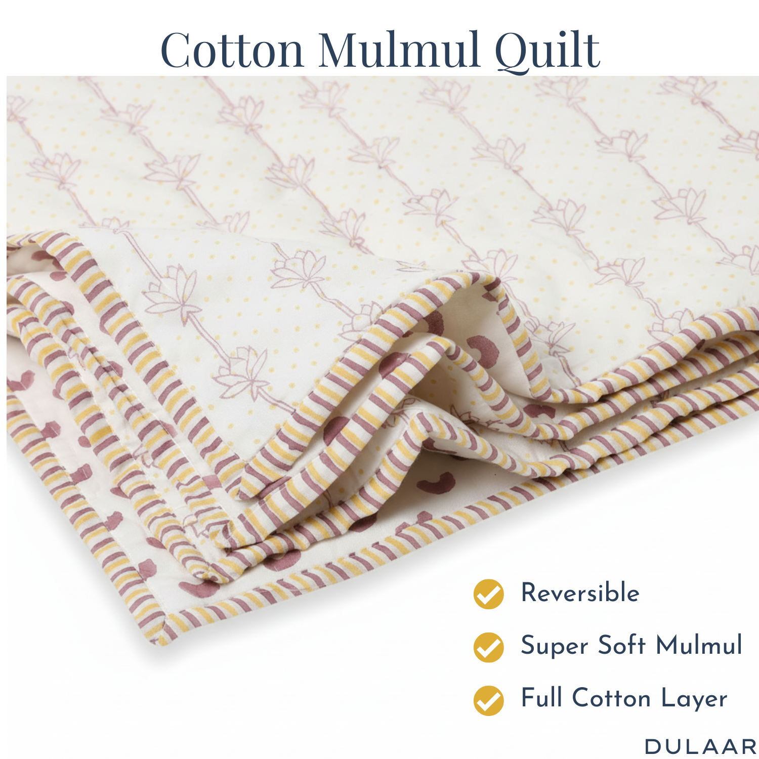 Reversible Mulmul Quilt | Hand-Block Printed