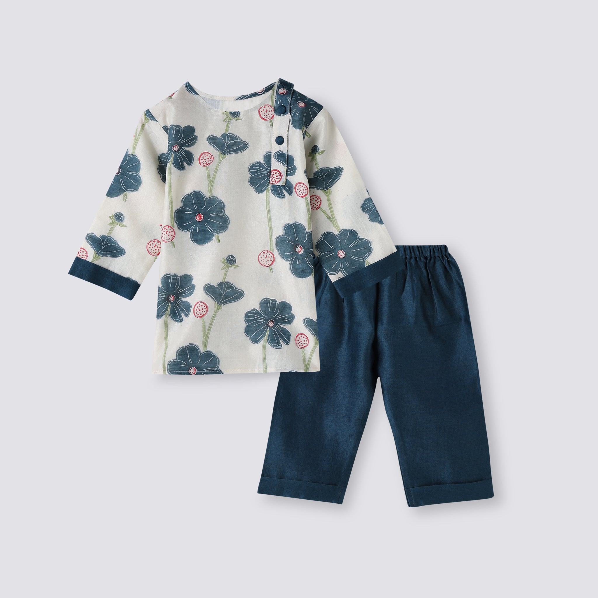 Chanderi Kurta Pyjama Set | Hand-Block Printed