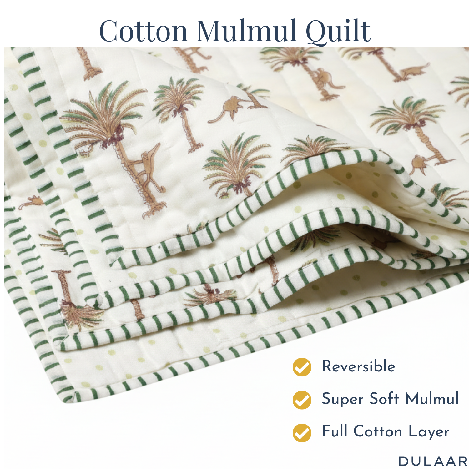 Reversible Mulmul Quilt | Hand-Block Printed