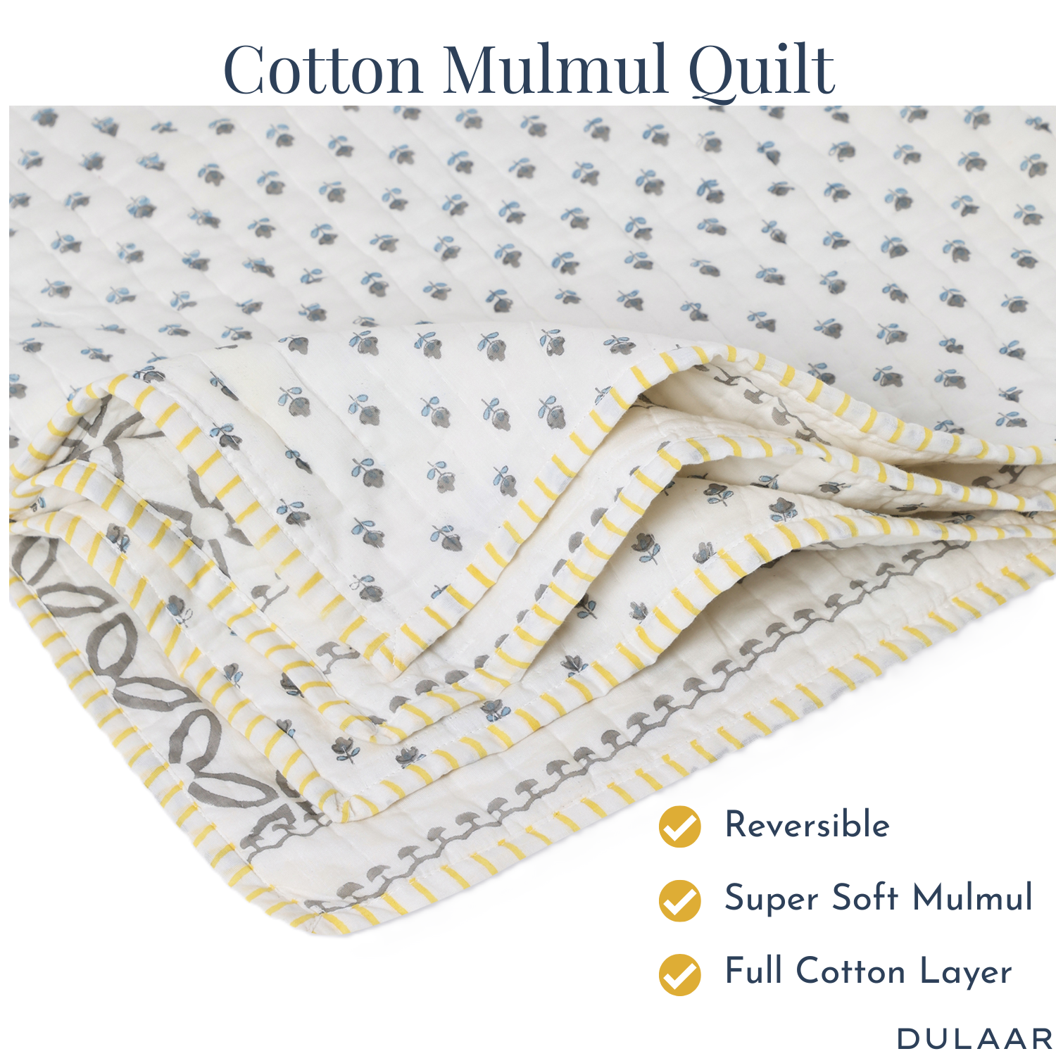 Reversible Mulmul Quilt | Hand-Block Printed