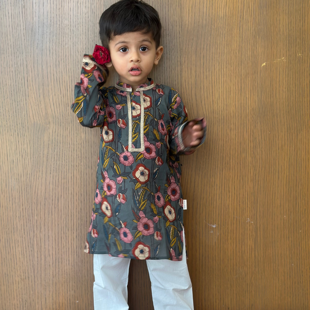 Cotton Kurta Pyjama Set (Gota Work)