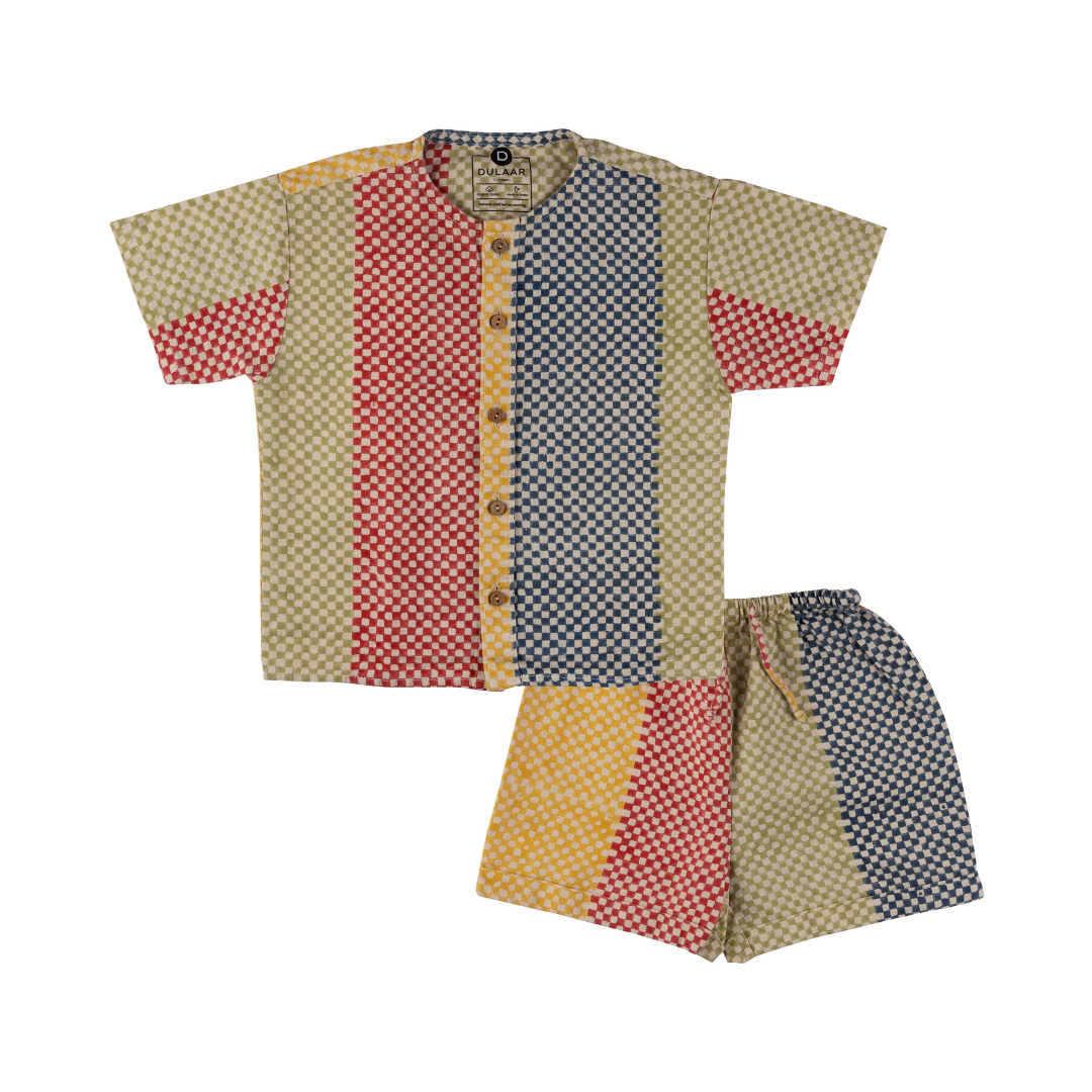 Cotton Linen Shirt & Shorts Co-ord Set | Hand-Block Printed