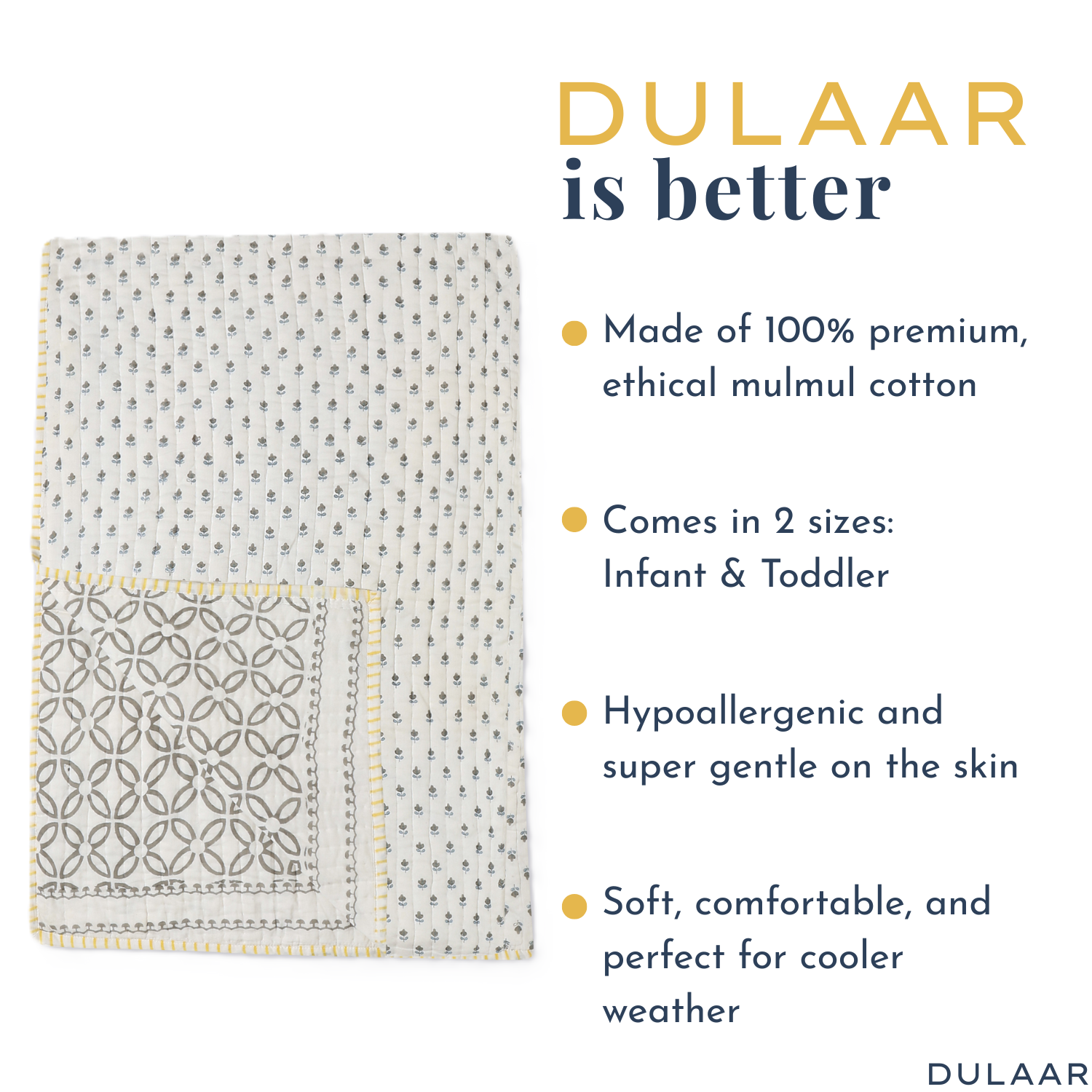 Reversible Mulmul Quilt | Hand-Block Printed