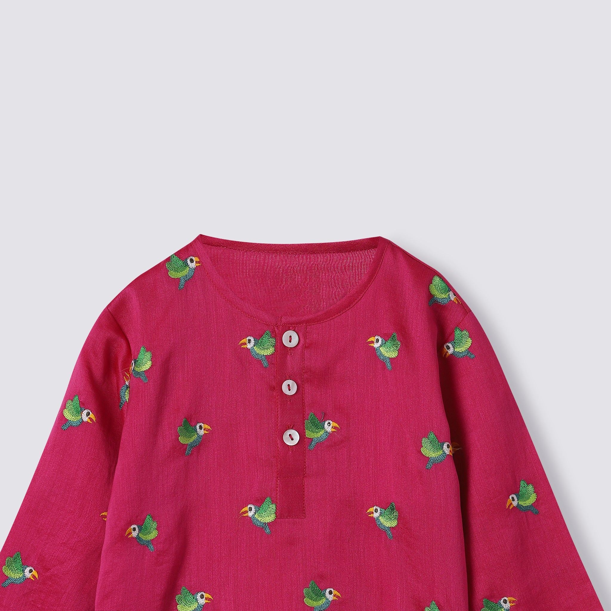 Chanderi Kurta Pyjama Set | Embroidered