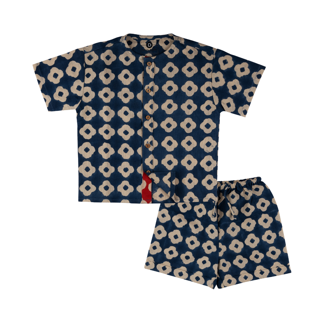 Cotton Linen Shirt & Shorts Co-ord Set | Hand-Block Printed