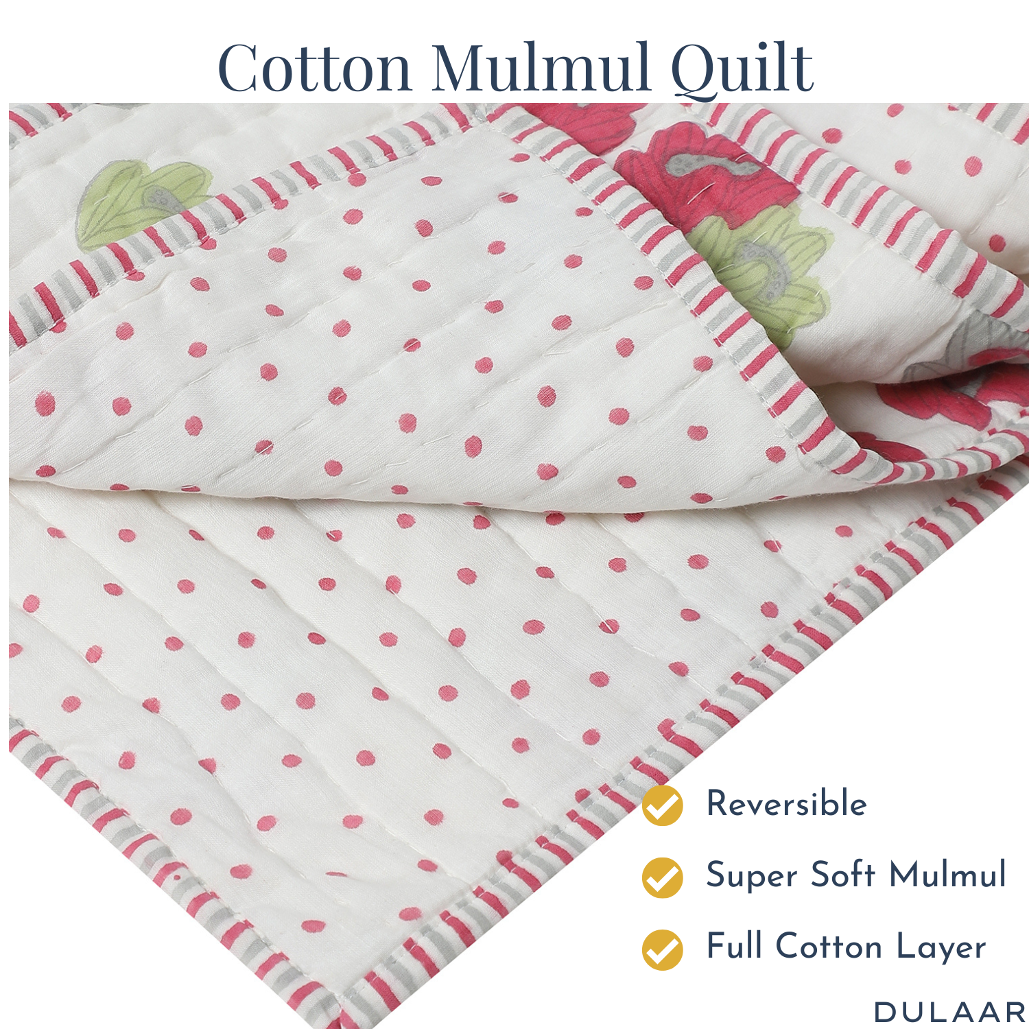 Reversible Mulmul Quilt | Hand-Block Printed