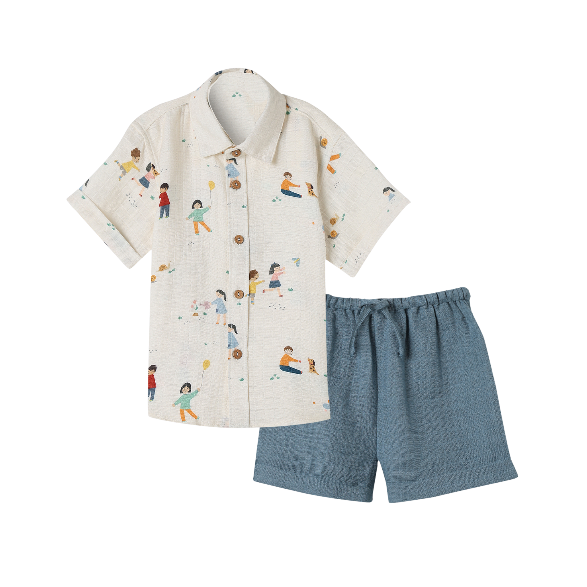 Organic Muslin Shirt & Shorts Set