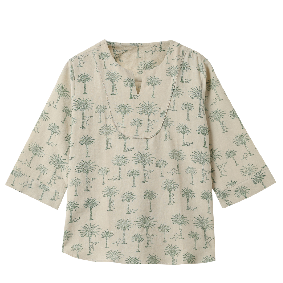 Cotton Linen Top | Hand-Block Printed