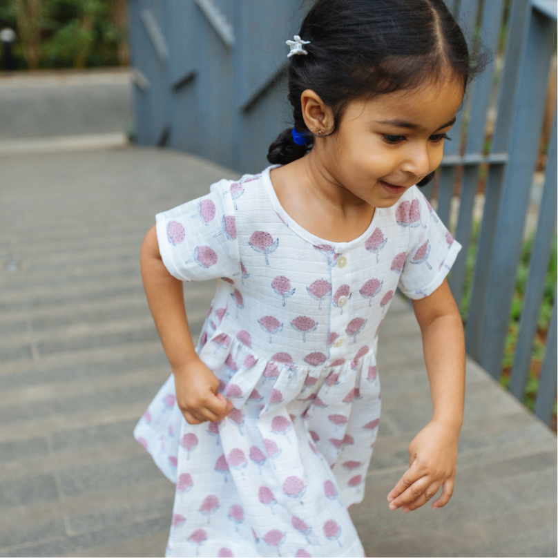 Organic Muslin Dress | Hand-Block Printed