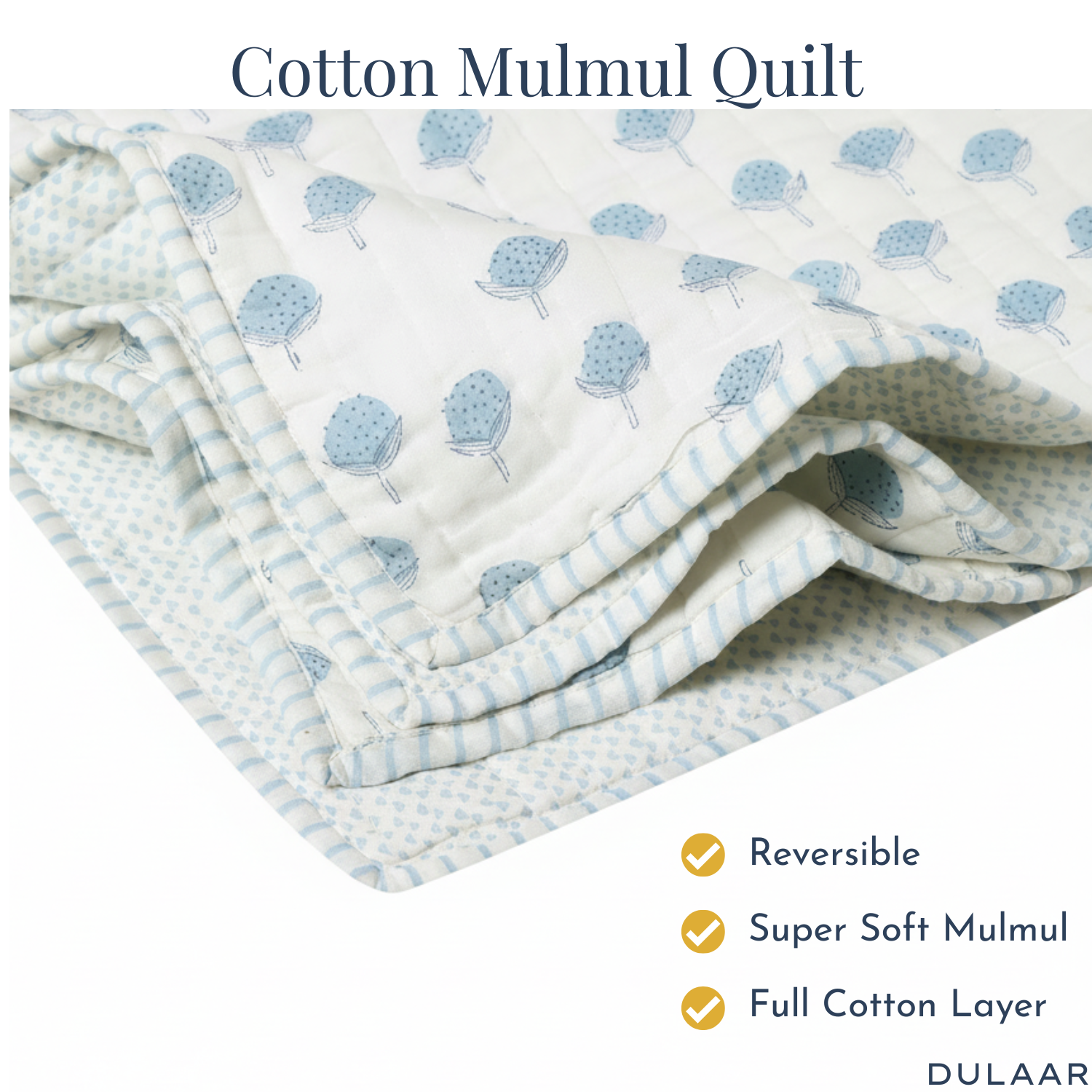 Reversible Mulmul Quilt | Hand-Block Printed