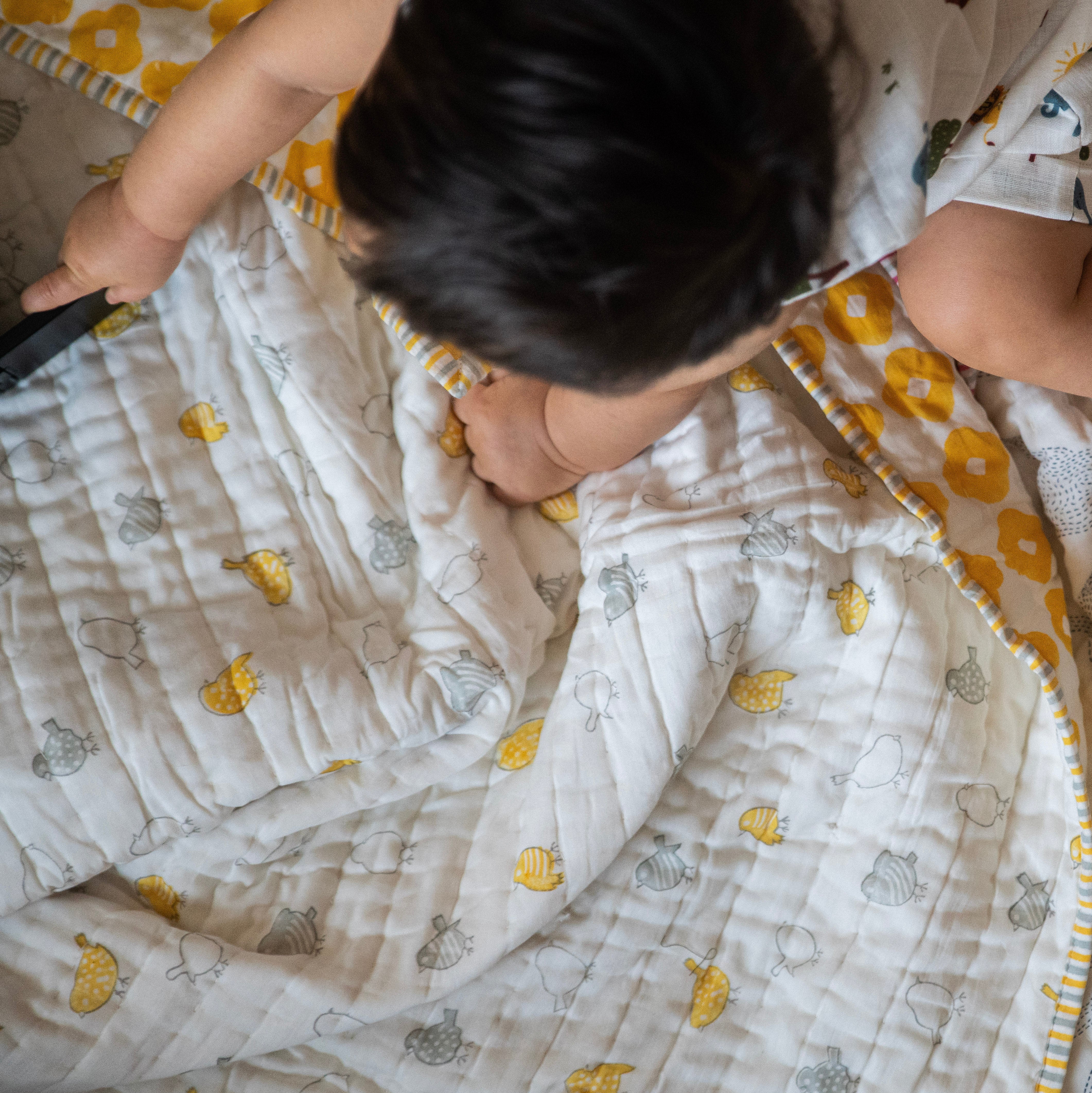 Reversible Mulmul Quilt | Hand-Block Printed