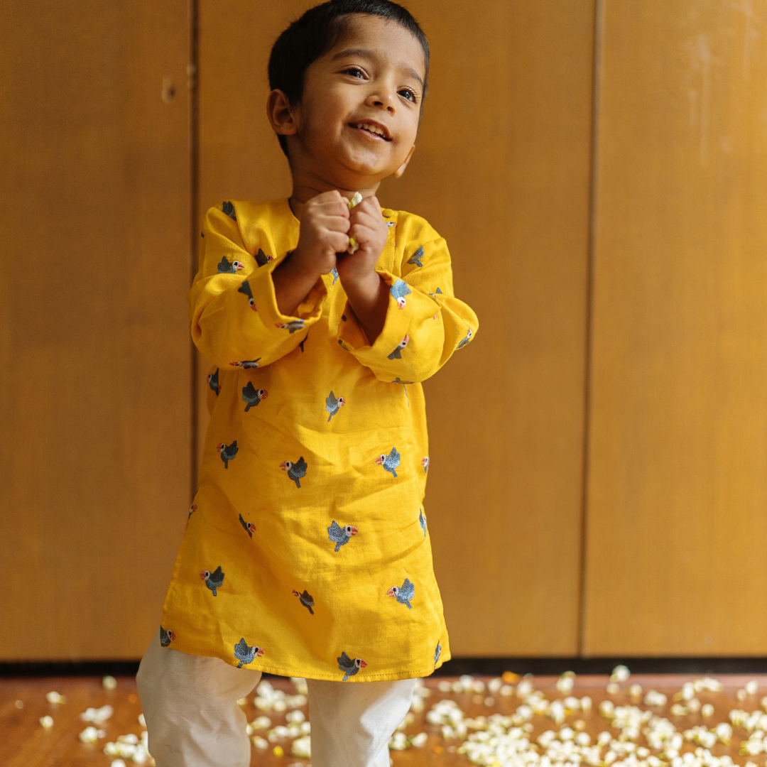 Chanderi Kurta Pyjama Set | Embroidered