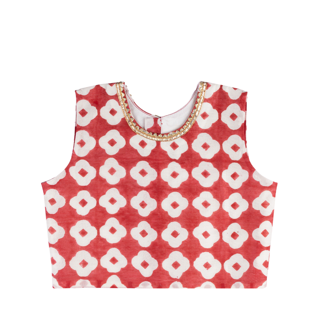 Chanderi Lehenga Set | Hand-Block Printed (Gota Work)