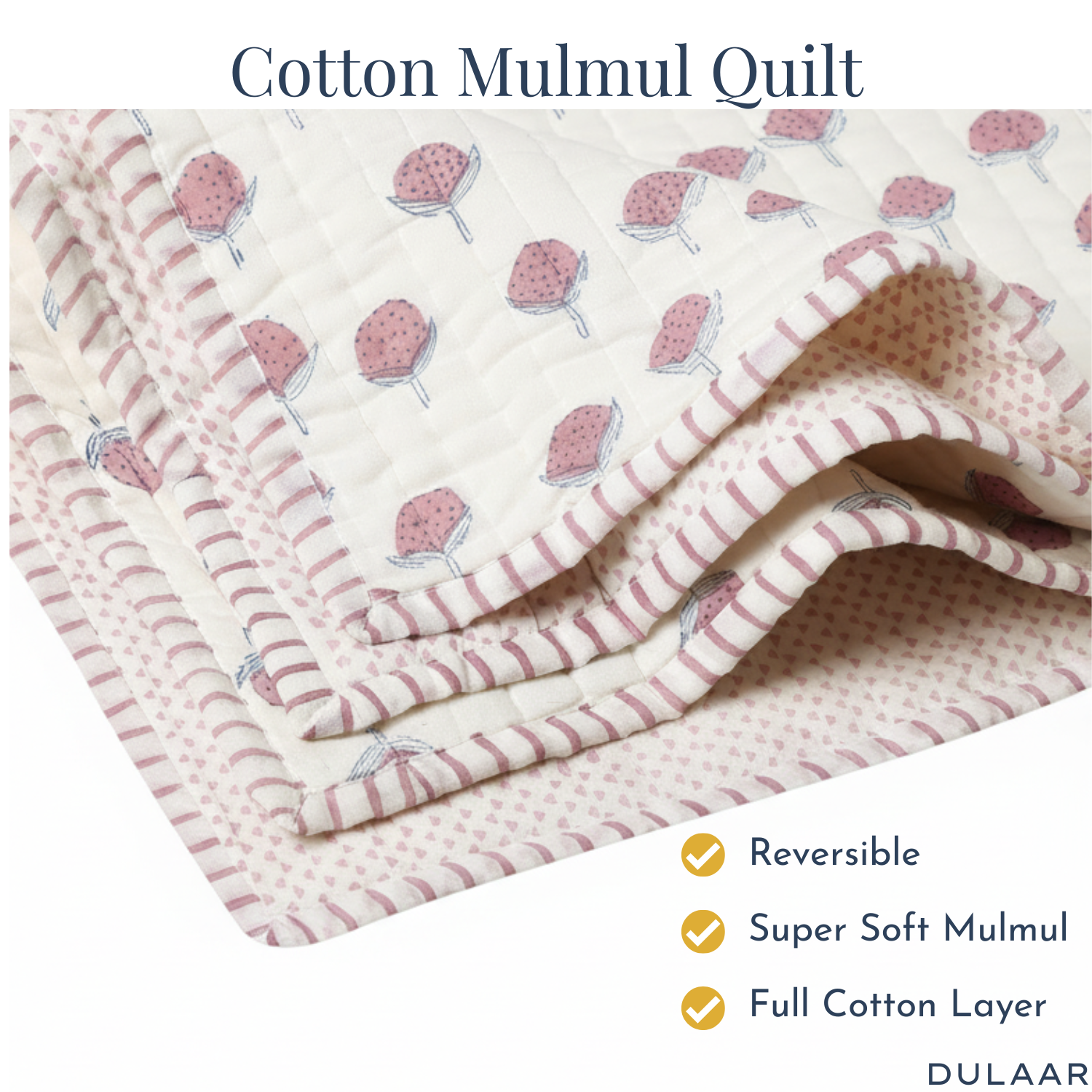 Reversible Mulmul Quilt | Hand-Block Printed