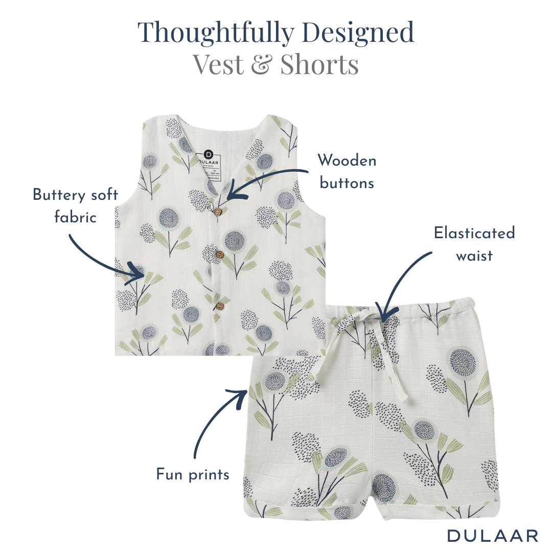Organic Muslin Vest & Shorts Set