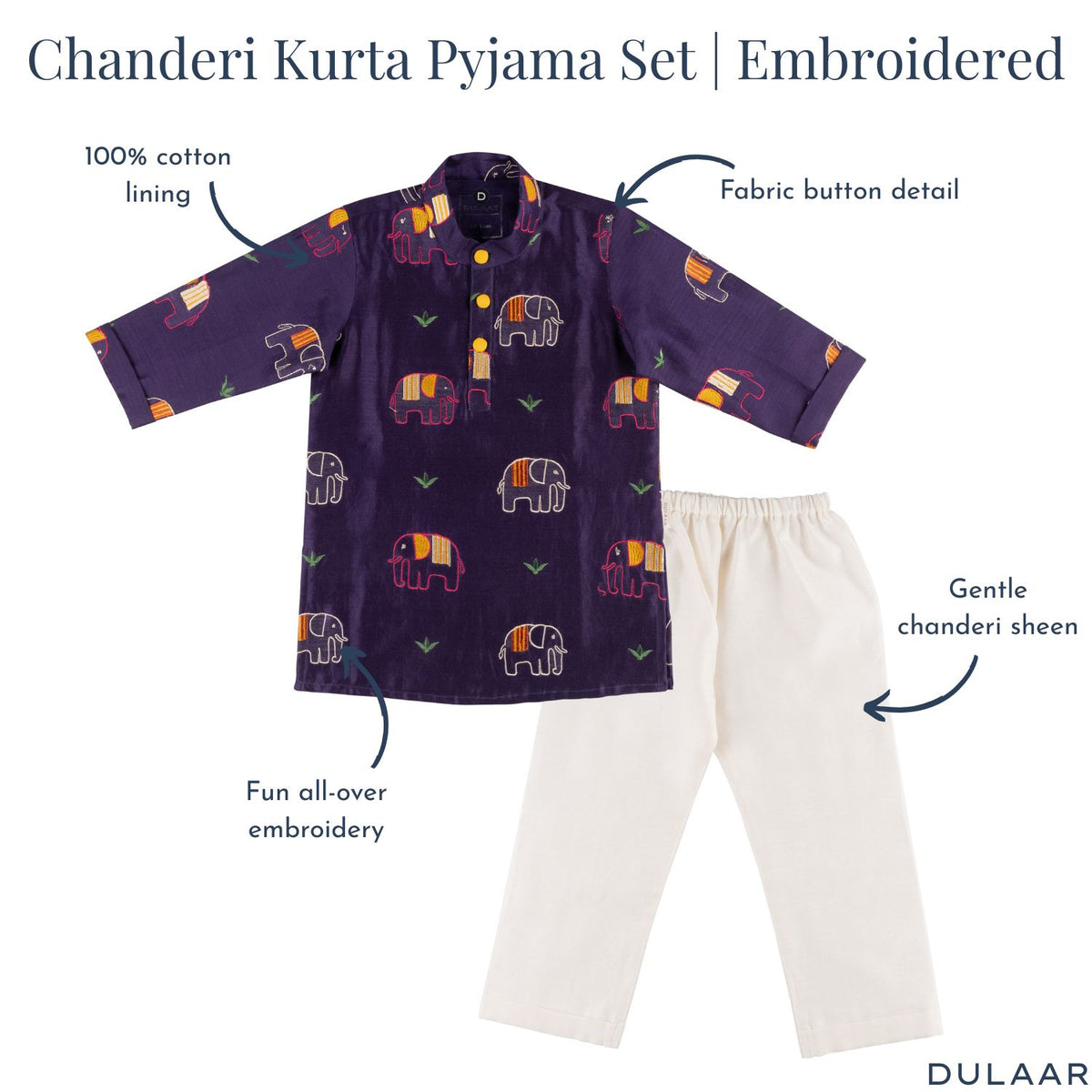 Chanderi Kurta Pyjama Set | Embroidered