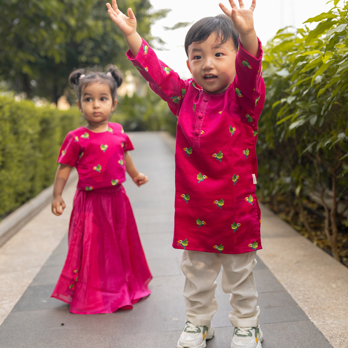 Chanderi Kurta Pyjama Set | Embroidered