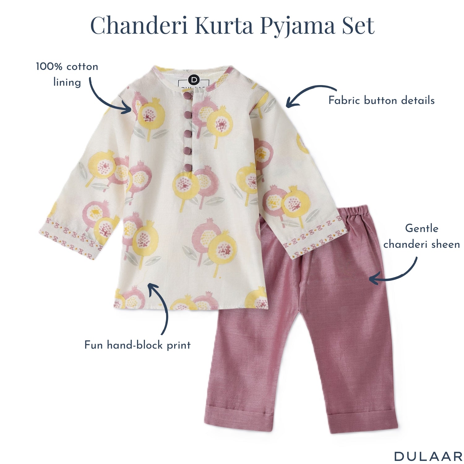 Chanderi Kurta Pyjama Set | Hand-Block Printed