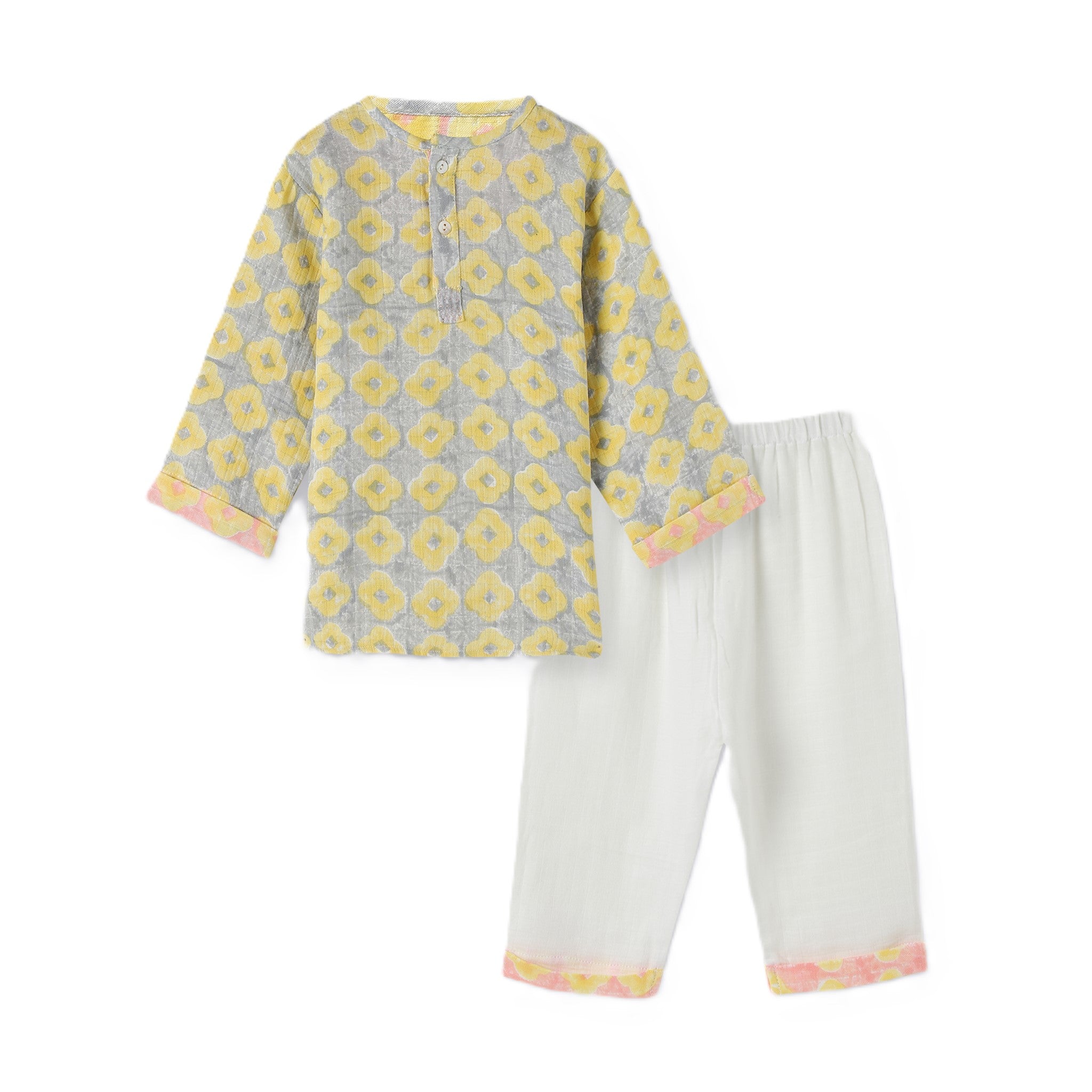 Organic Muslin Kurta Pyjama Set | Hand-Block Printed
