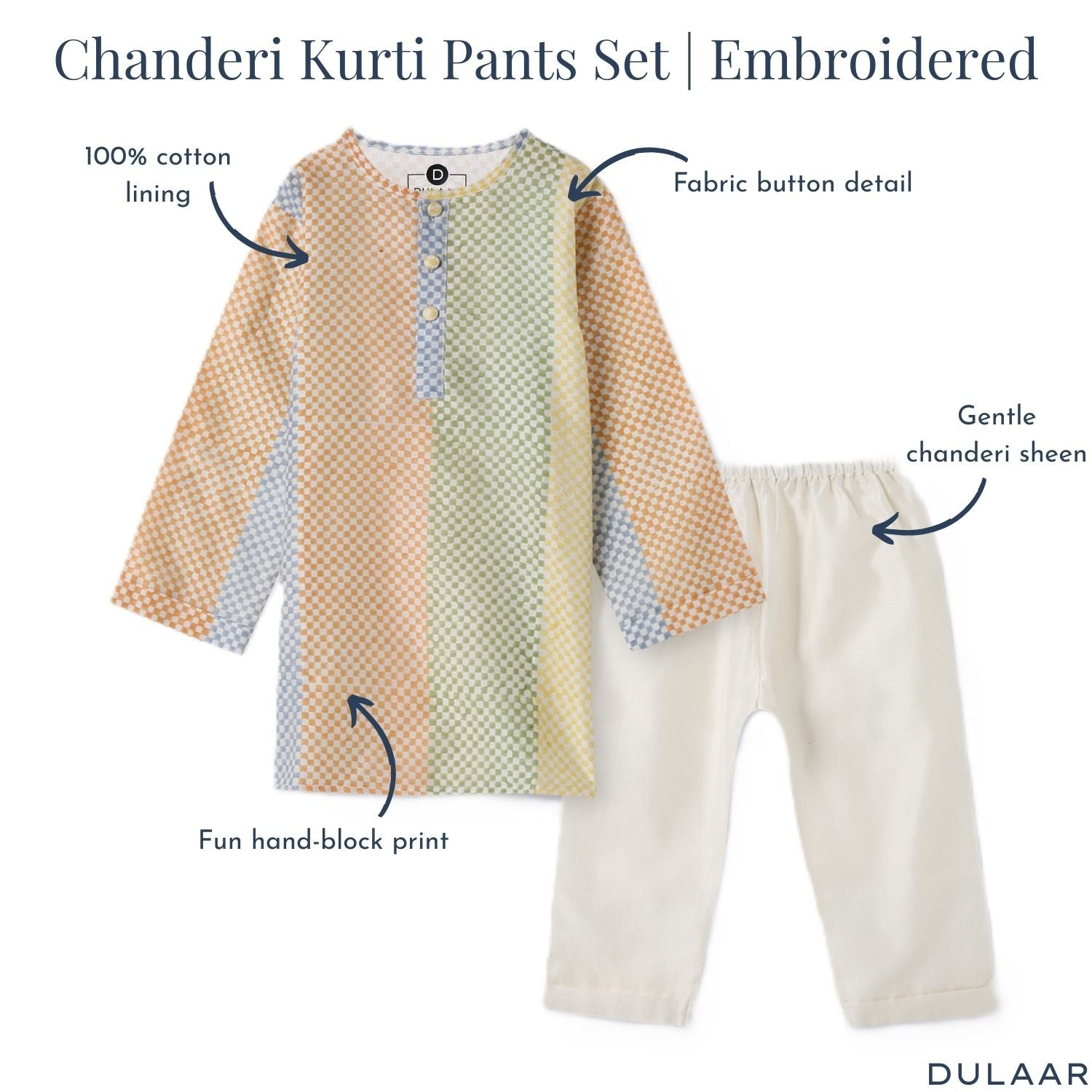 Chanderi Kurta Pyjama Set | Hand-Block Printed