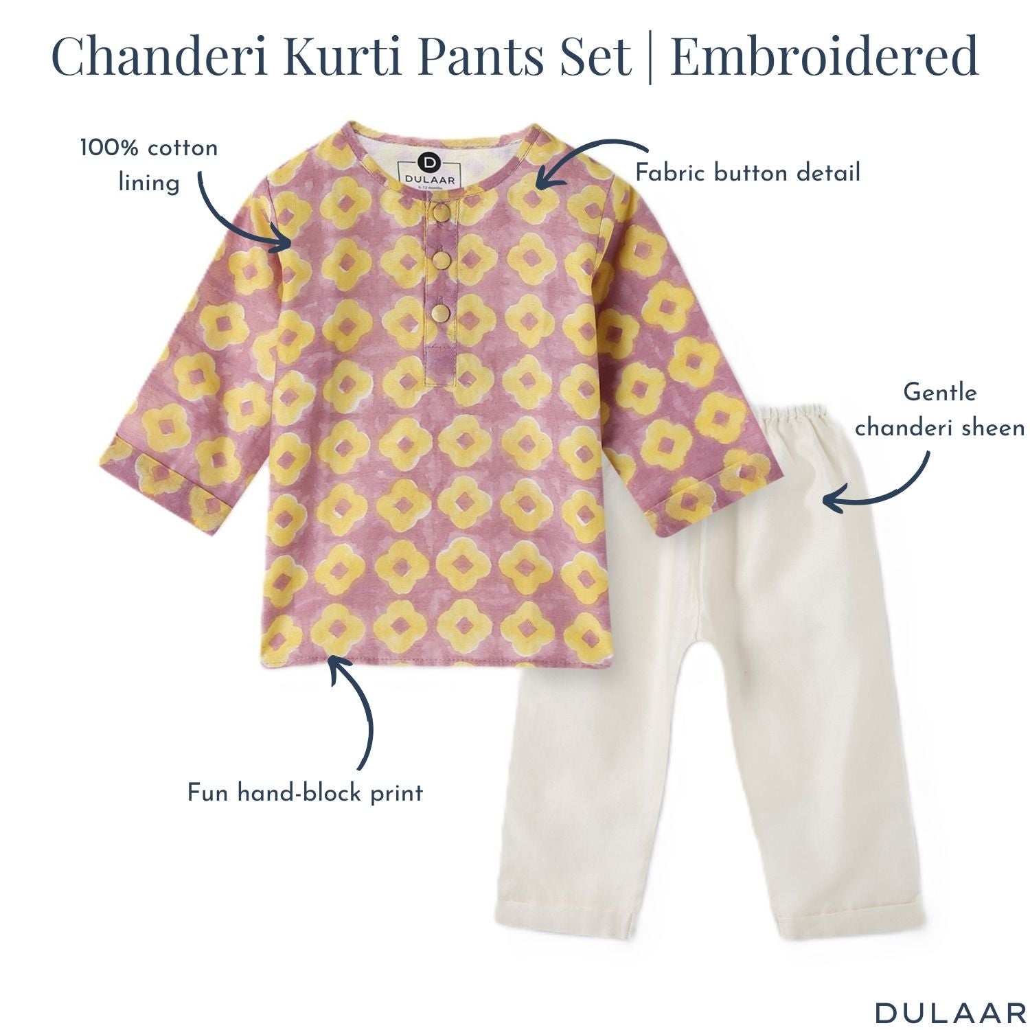 Chanderi Kurta Pyjama Set | Hand-Block Printed