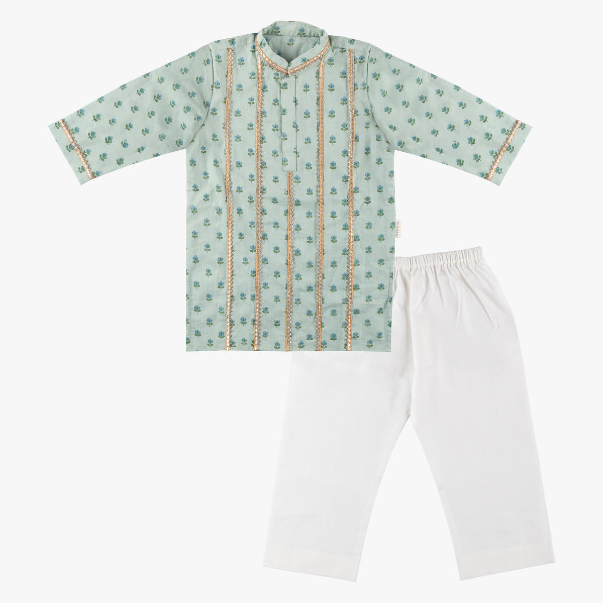 Cotton Kurta Pyjama Set | Hand-Block Printed (Gota Work)