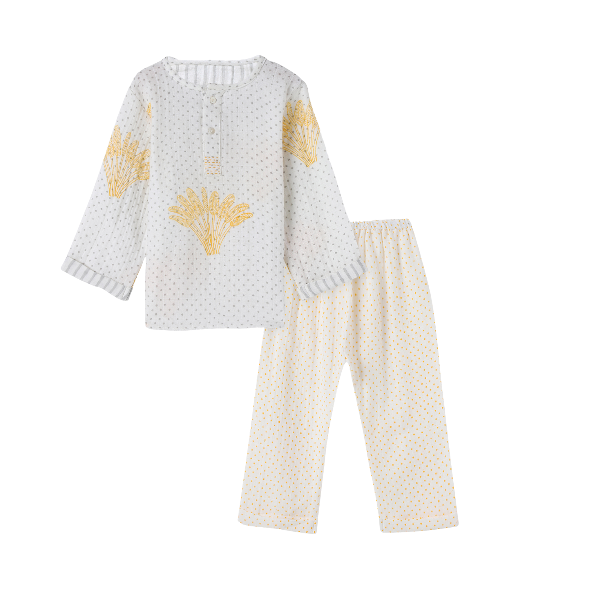 Organic Muslin Kurta Pyjama Set | Hand-Block Printed