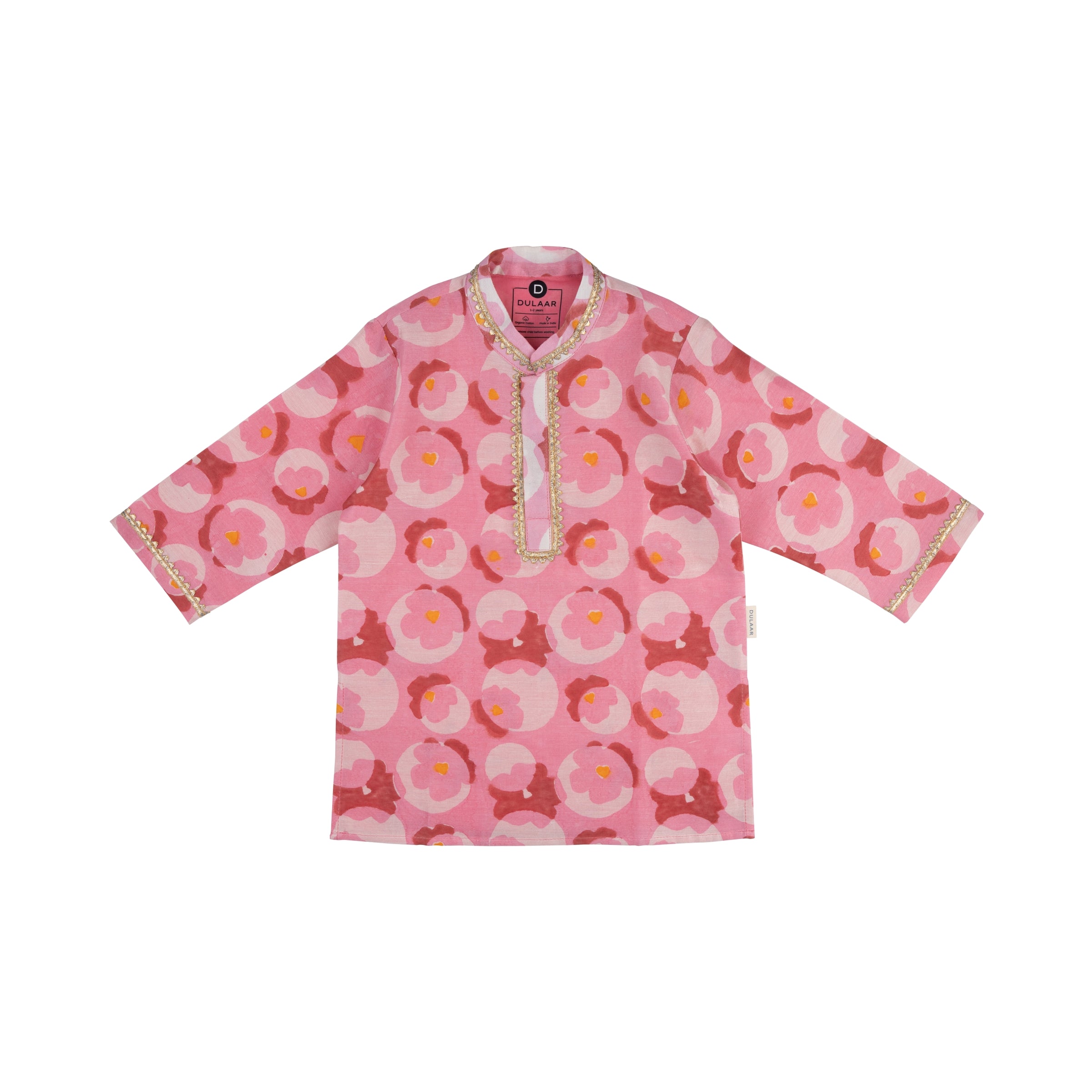 Chanderi Kurta Pyjama Set | Hand-Block Printed (Gota Work)