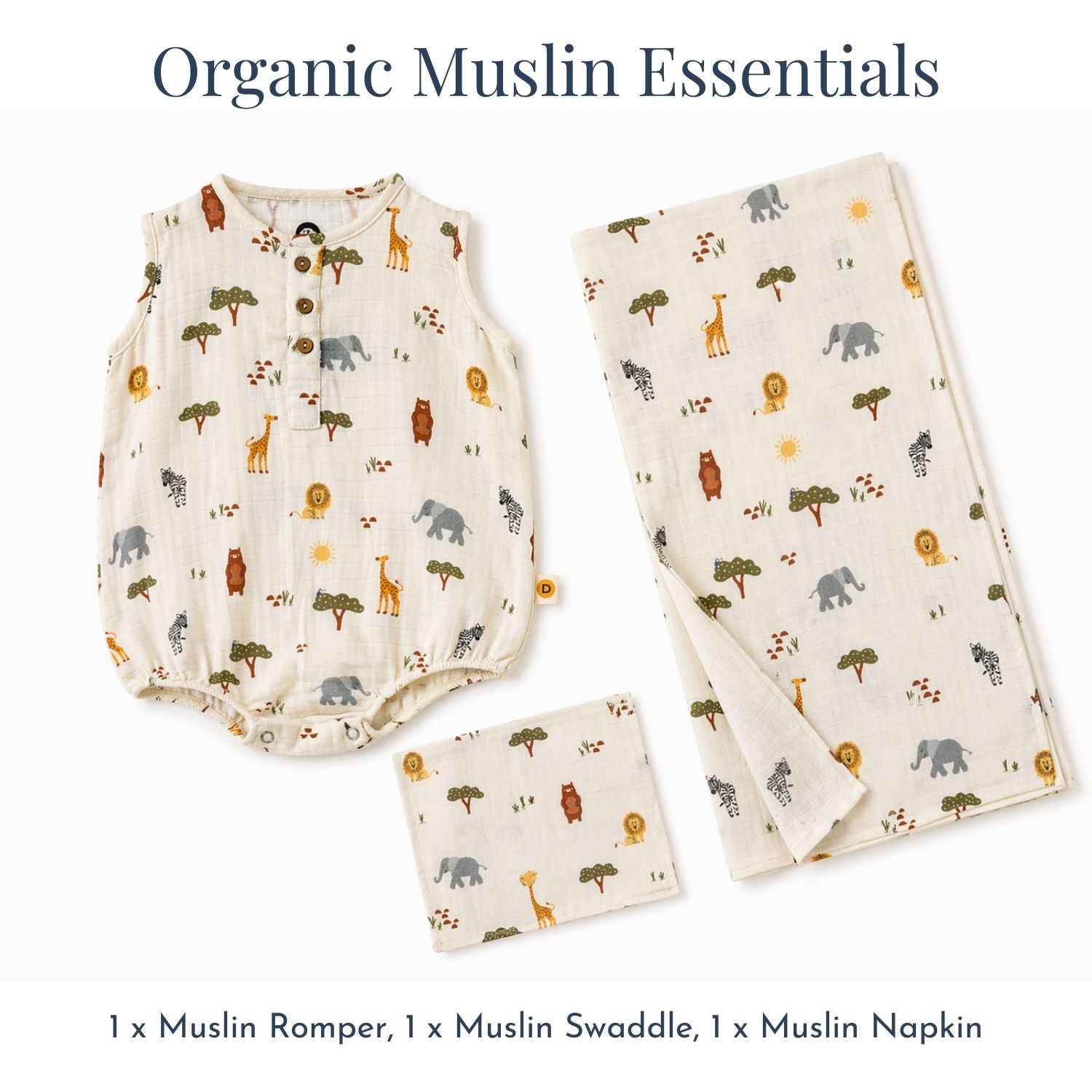 Organic Muslin Essentials (Set of 3)