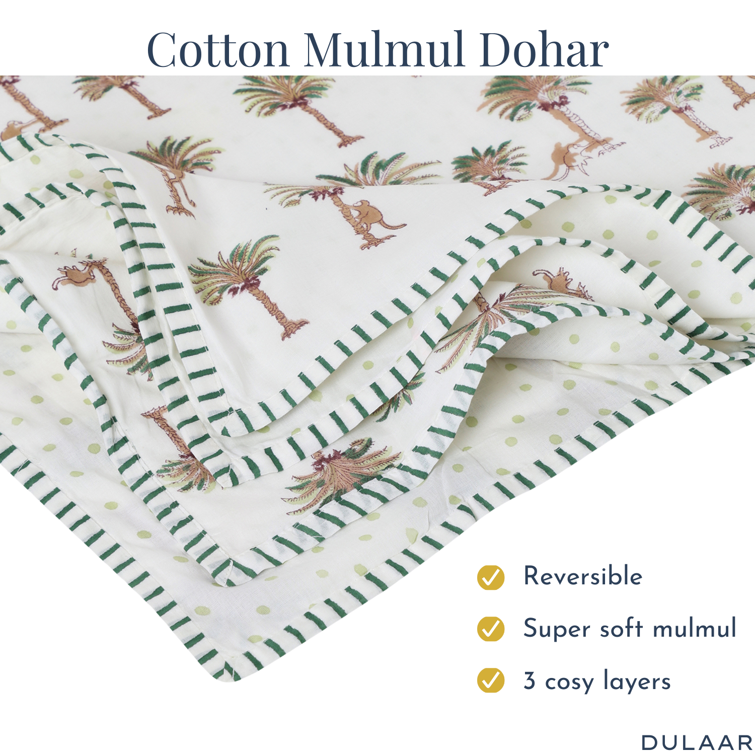 Mulmul Muslin Dohar | Hand-Block Printed
