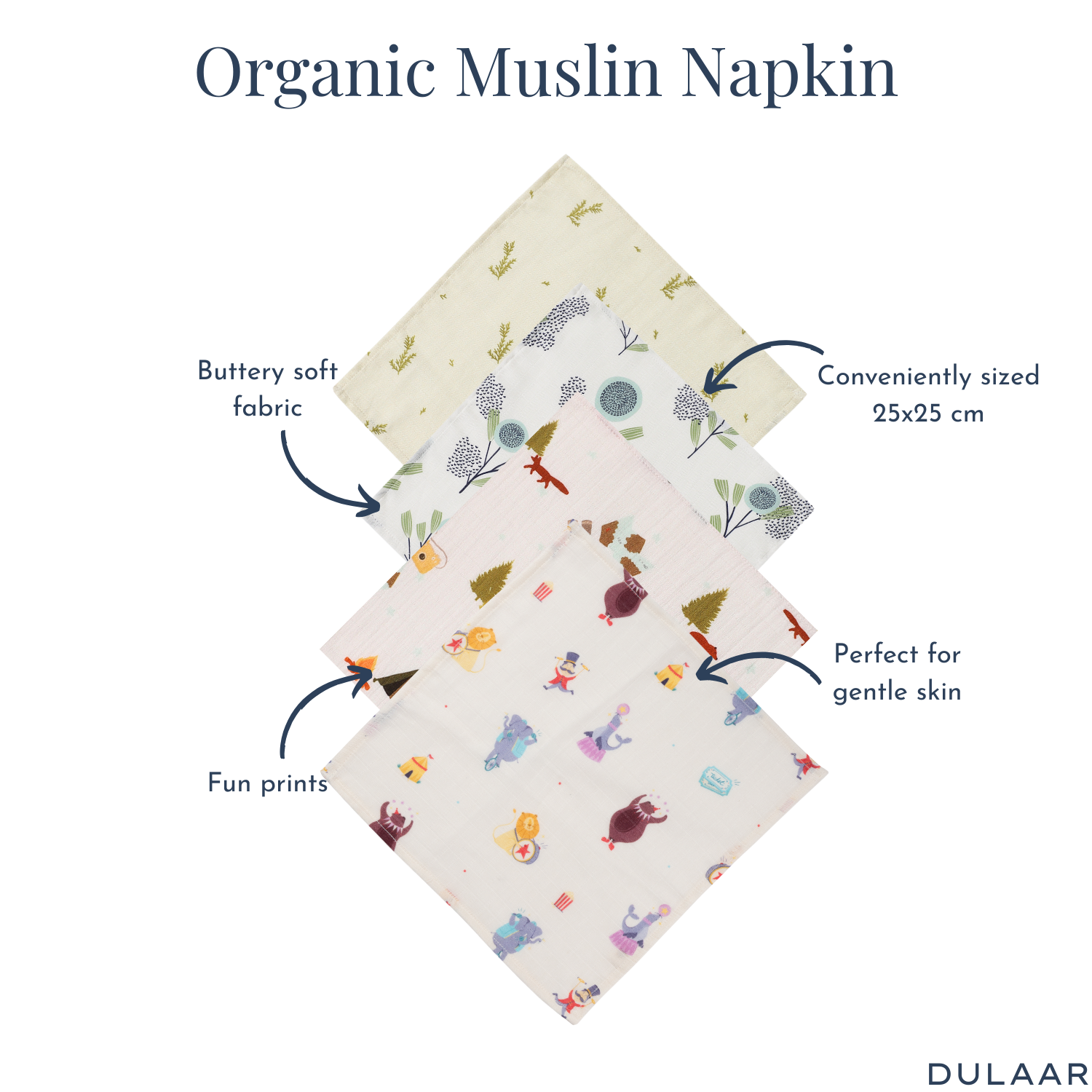 Organic Muslin Face Napkin (Set of 4)