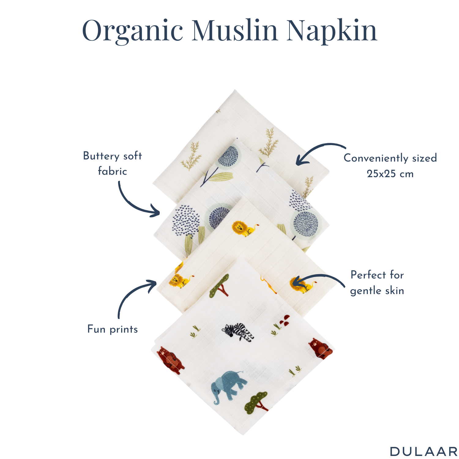 Organic Muslin Face Napkin (Set of 4)