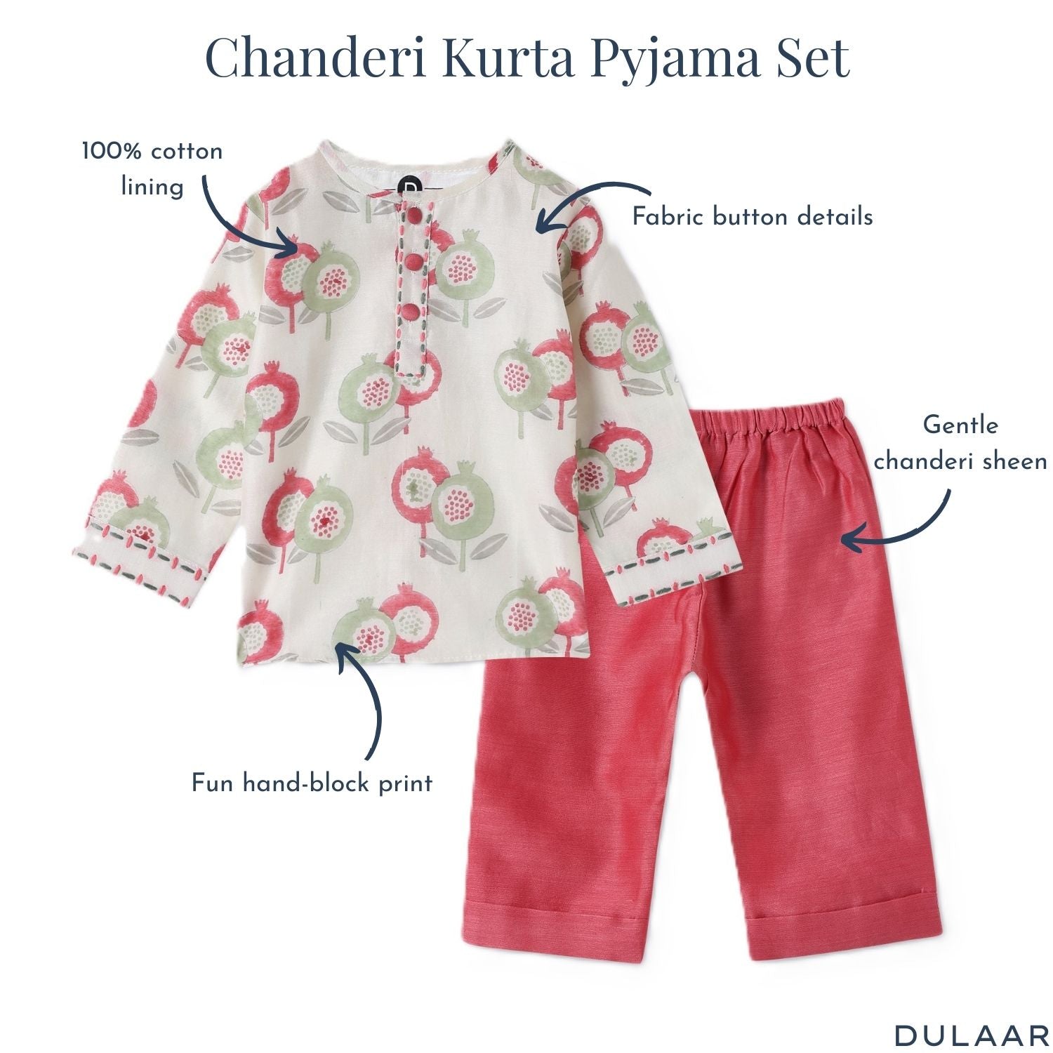 Chanderi Kurta Pyjama Set | Hand-Block Printed