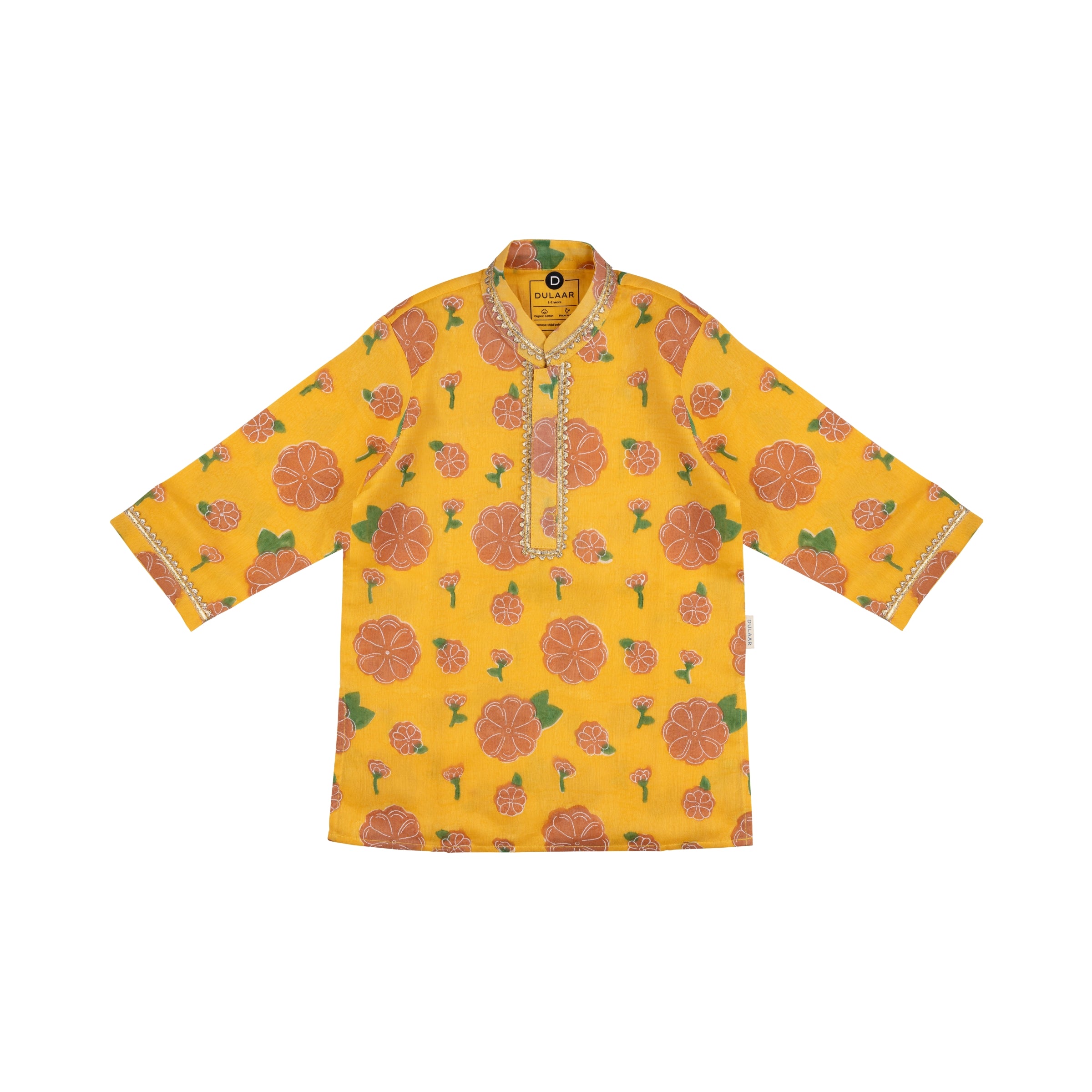 Chanderi Kurta Pyjama Set | Hand-Block Printed (Gota Work)