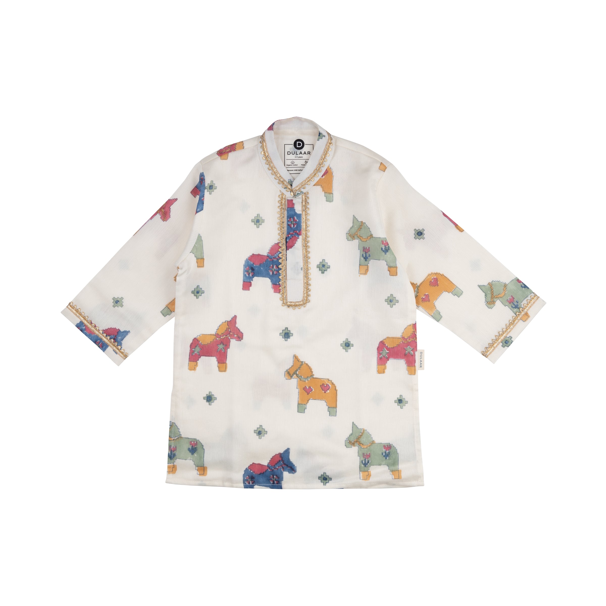 Chanderi Kurta Pyjama Set | Hand-Block Printed (Gota Work)