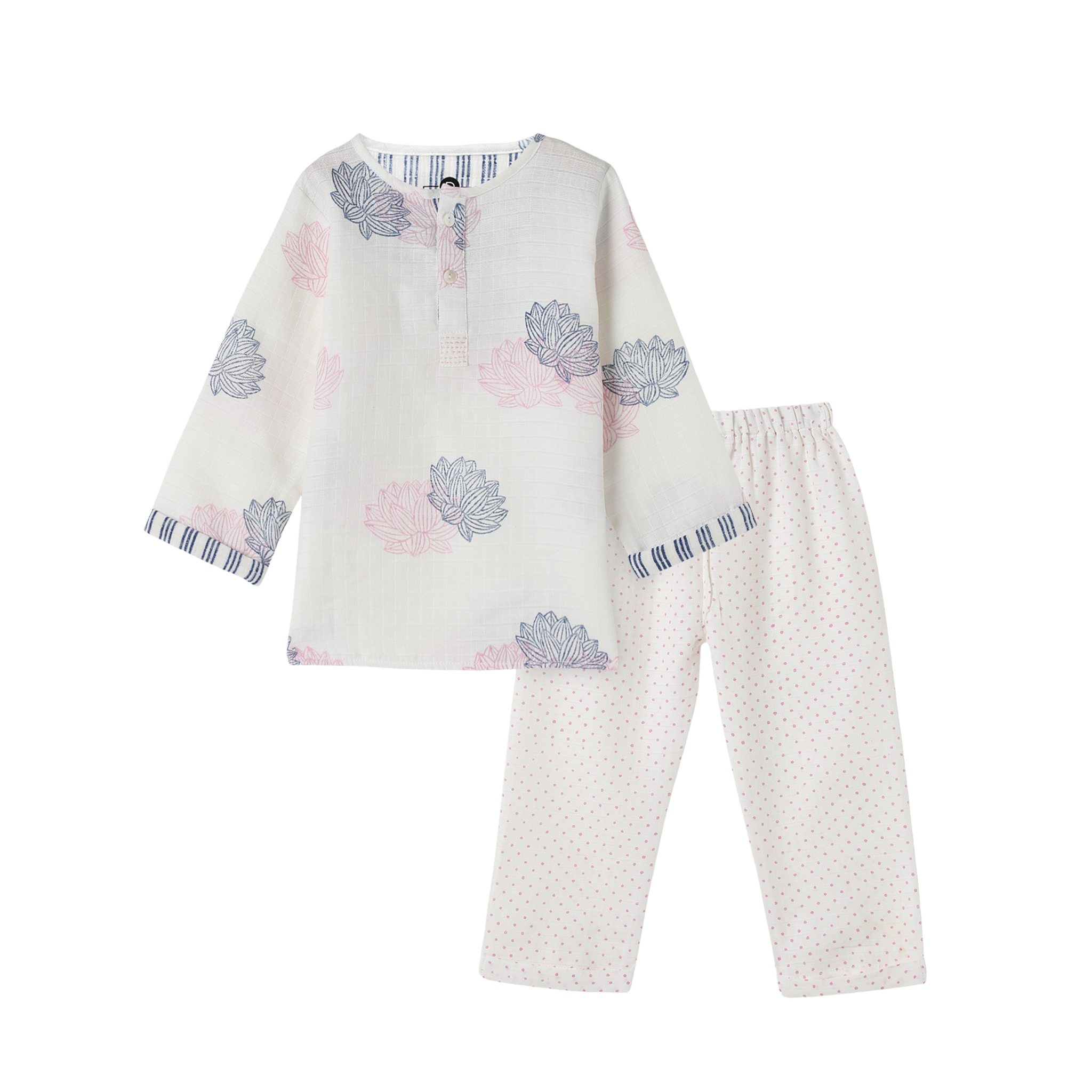 Organic Muslin Kurta Pyjama Set | Hand-Block Printed