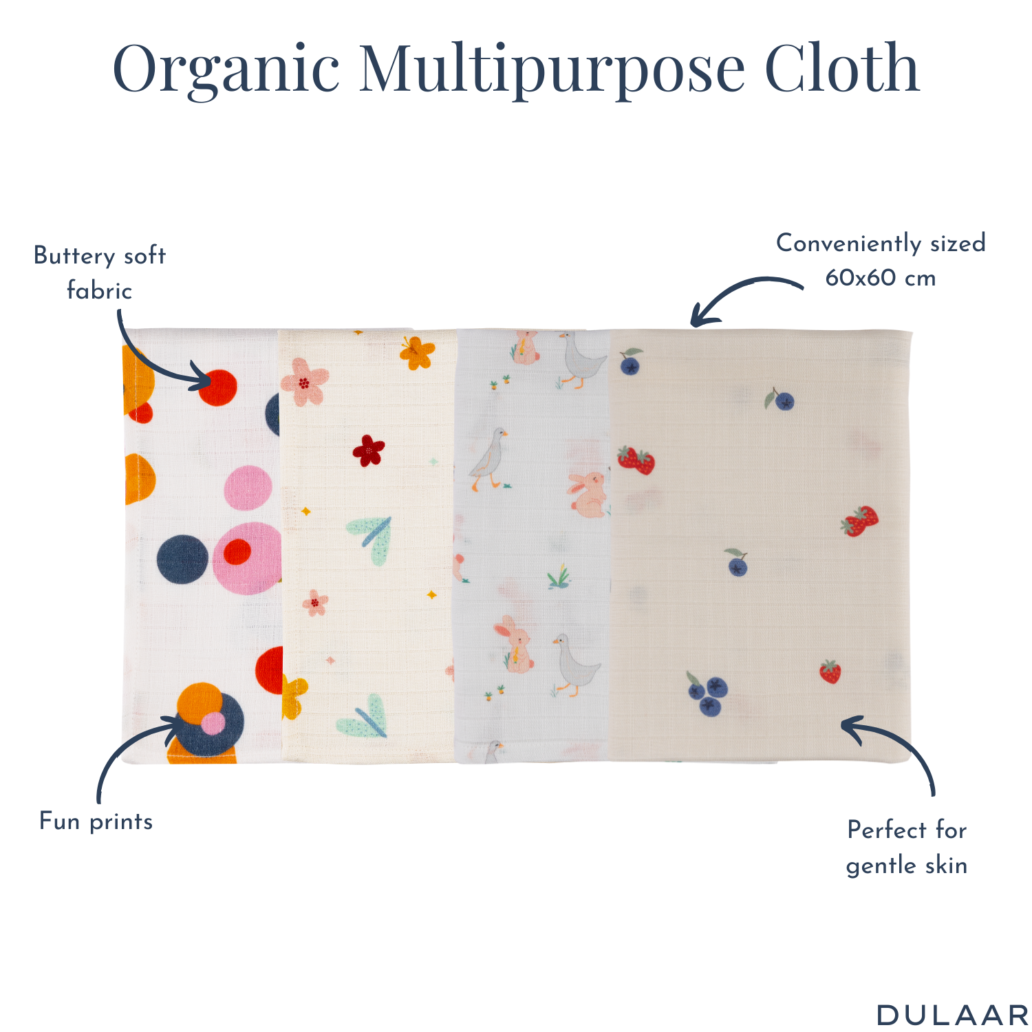 Organic Muslin Multipurpose Cloth (Set of 4)
