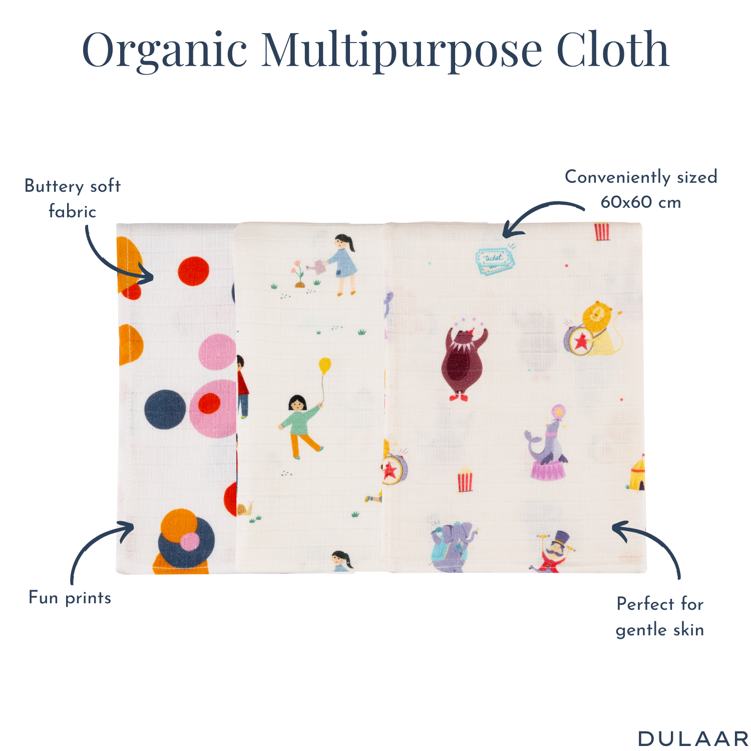 Organic Muslin Multipurpose Cloth (Set of 3)