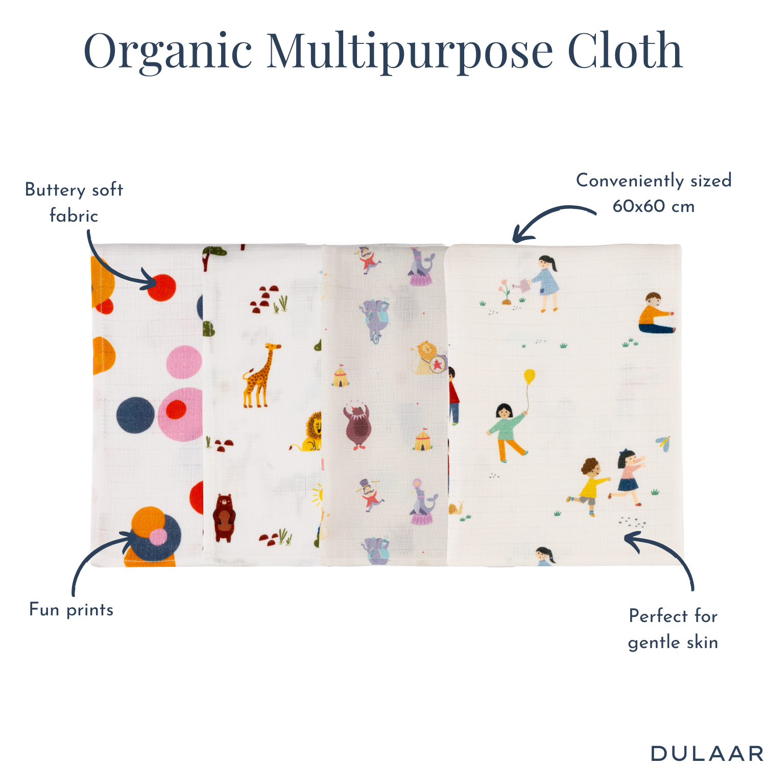 Organic Muslin Multipurpose Cloth (Set of 4)