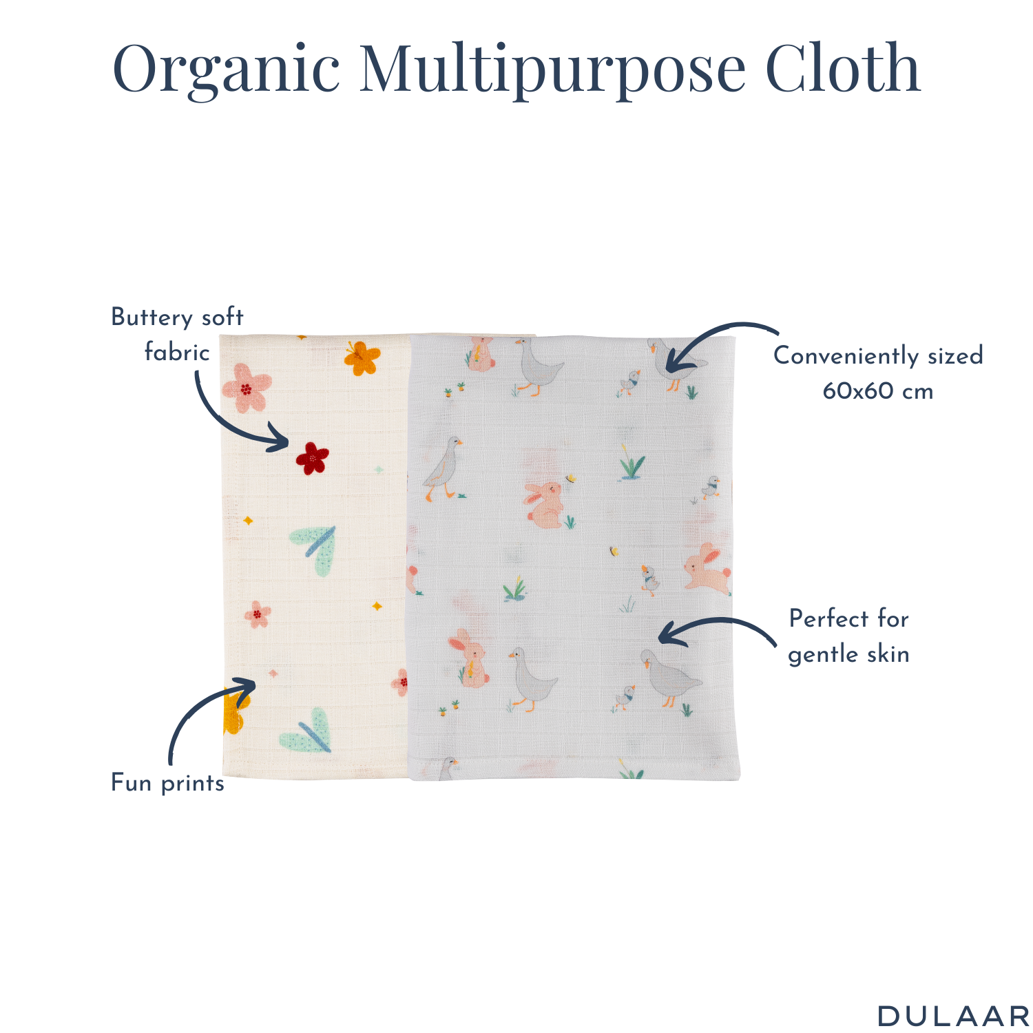 Organic Muslin Multipurpose Cloth (Set of 2)