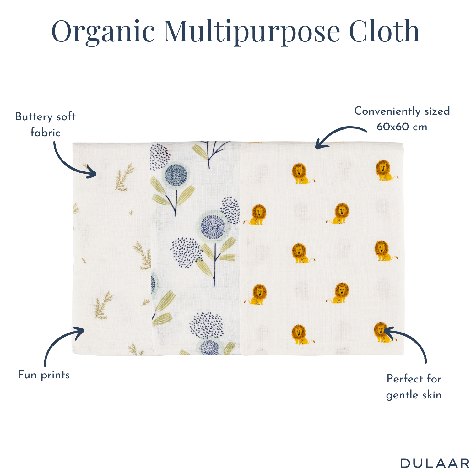 Organic Muslin Multipurpose Cloth (Set of 3)