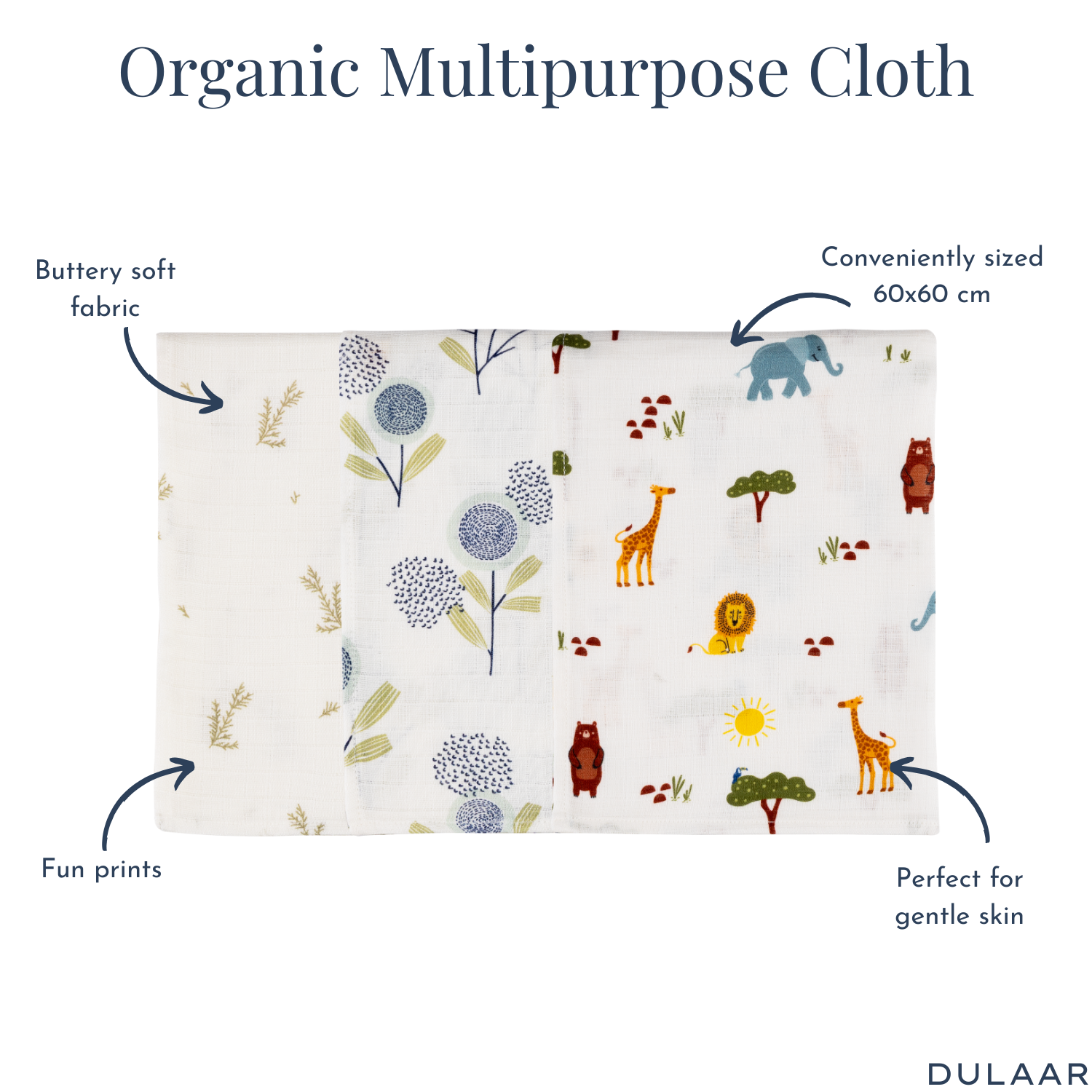 Organic Muslin Multipurpose Cloth (Set of 3)