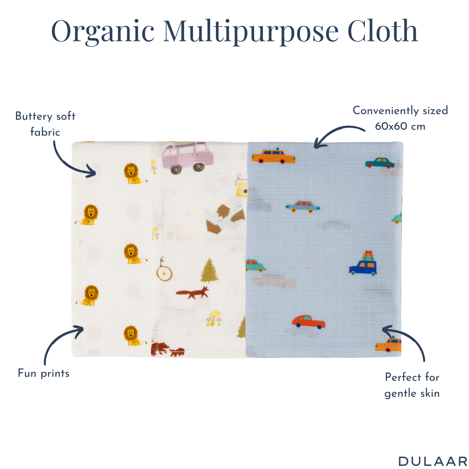 Organic Muslin Multipurpose Cloth (Set of 3)