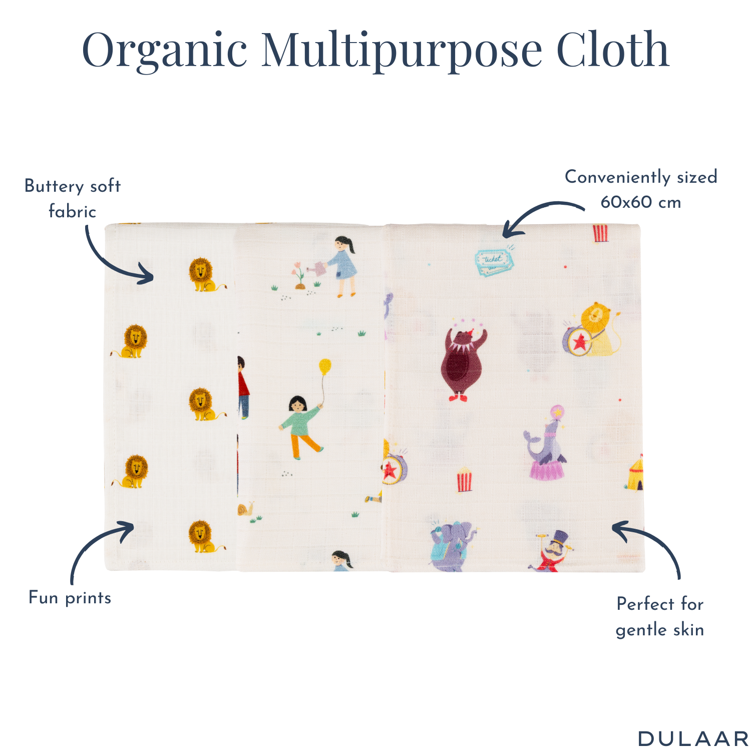 Organic Muslin Multipurpose Cloth (Set of 3)