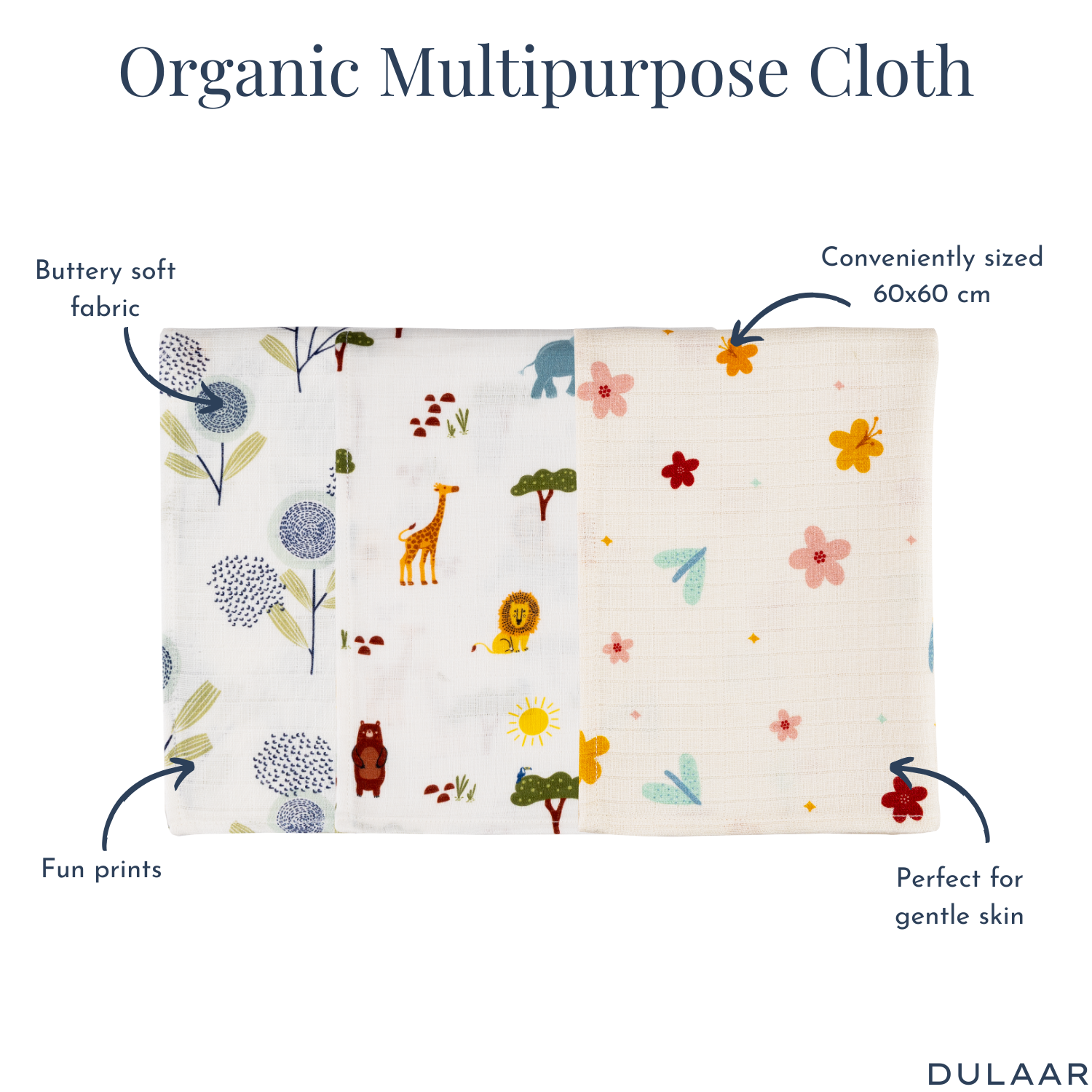 Organic Muslin Multipurpose Cloth (Set of 3)