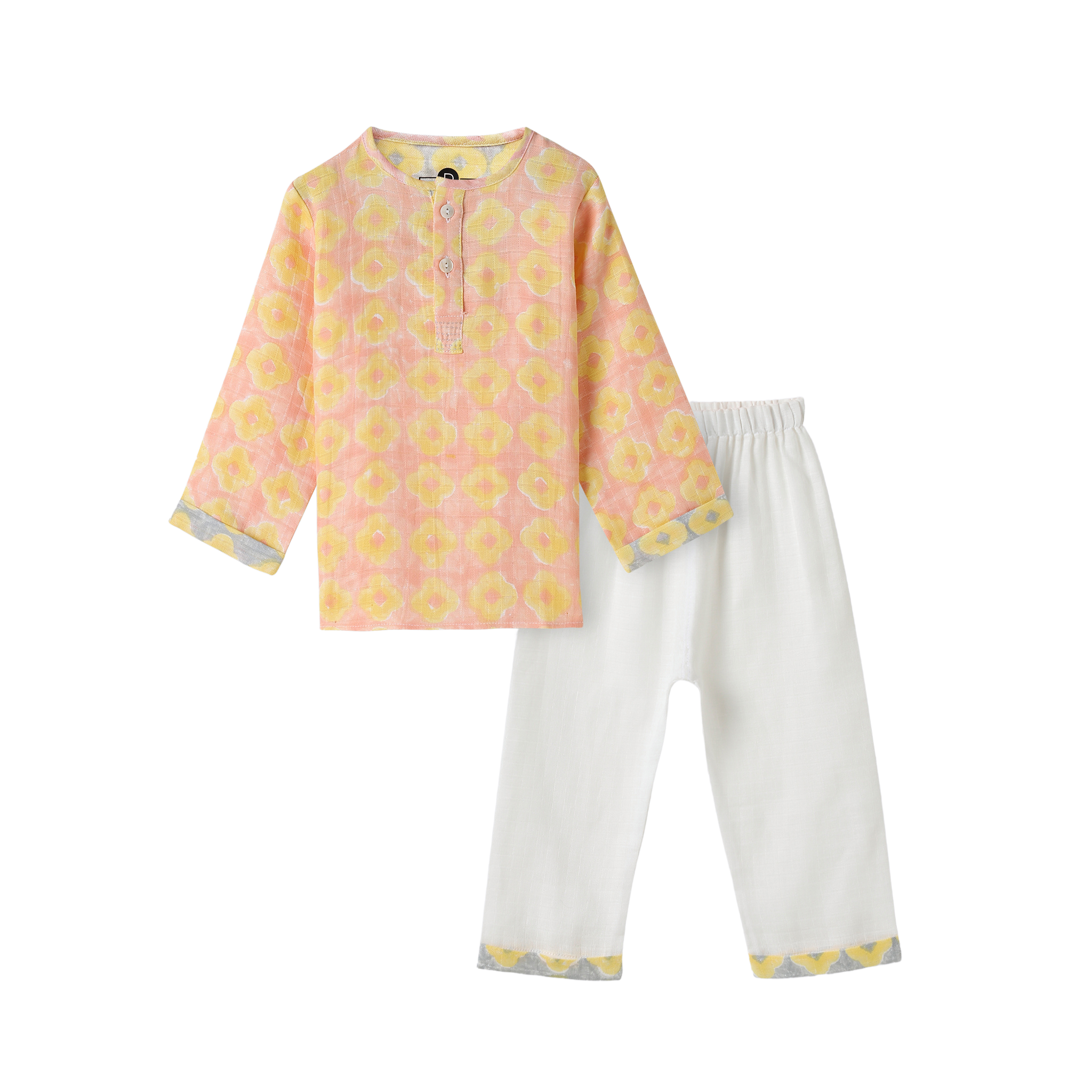 Organic Muslin Kurta Pyjama Set | Hand-Block Printed