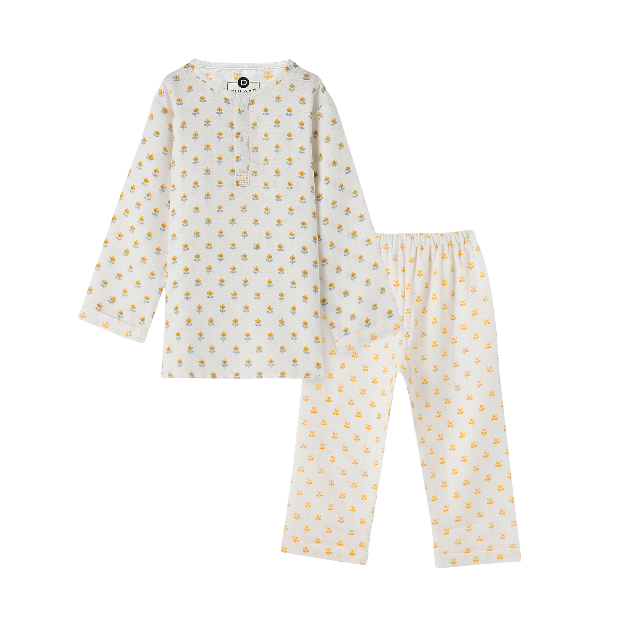 Organic Muslin Kurta Pyjama Set | Hand-Block Printed